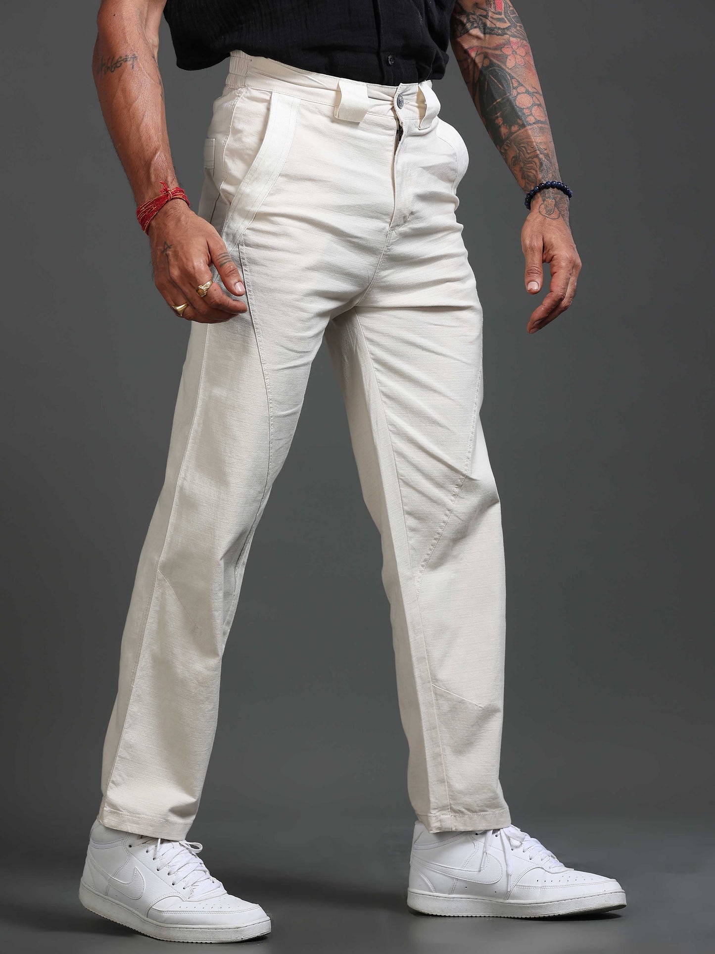 Lucent Straight Fit Trouser In Cream