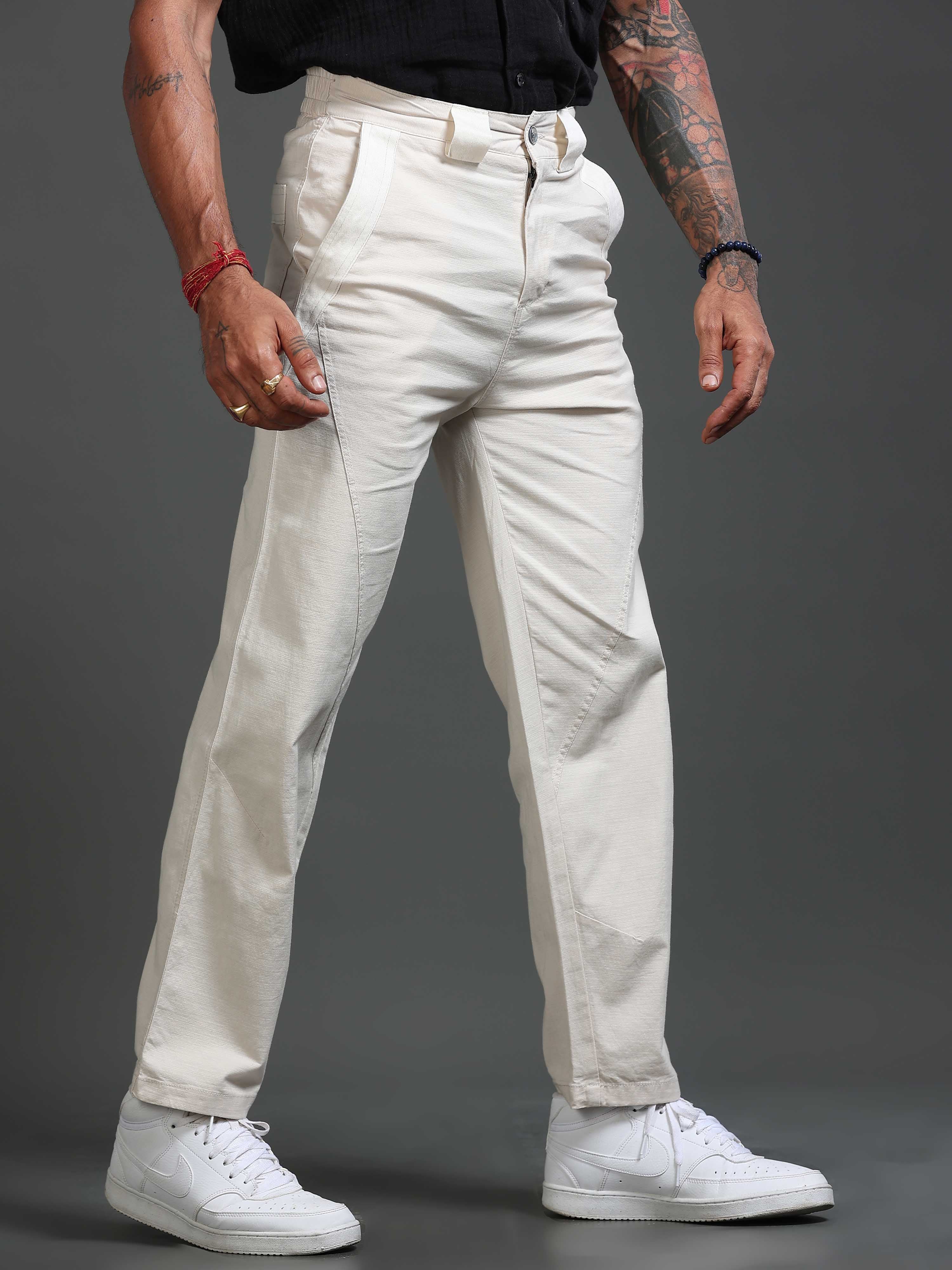 Lucent Straight Fit Trouser In Cream