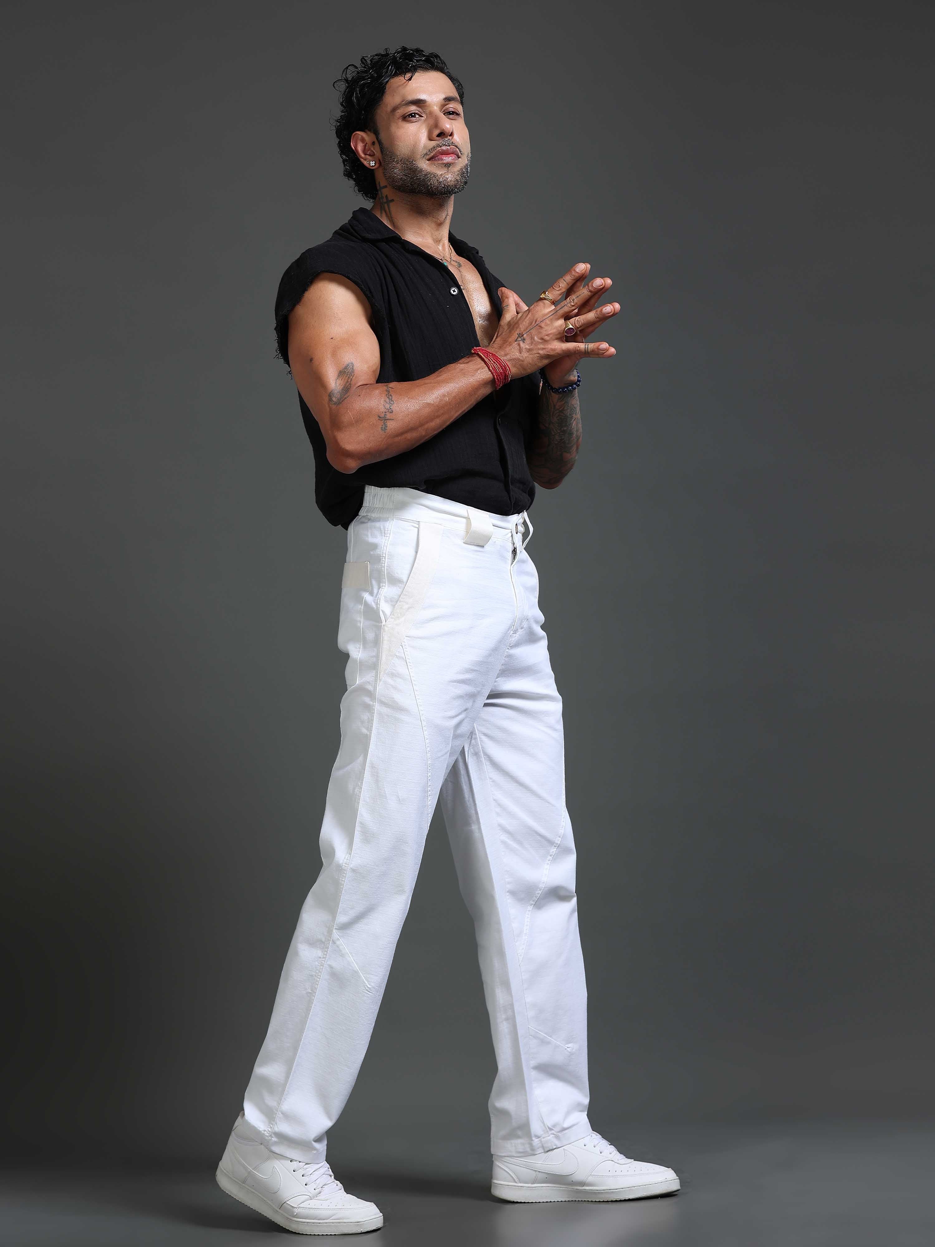 Lucent Straight Fit Trouser In White