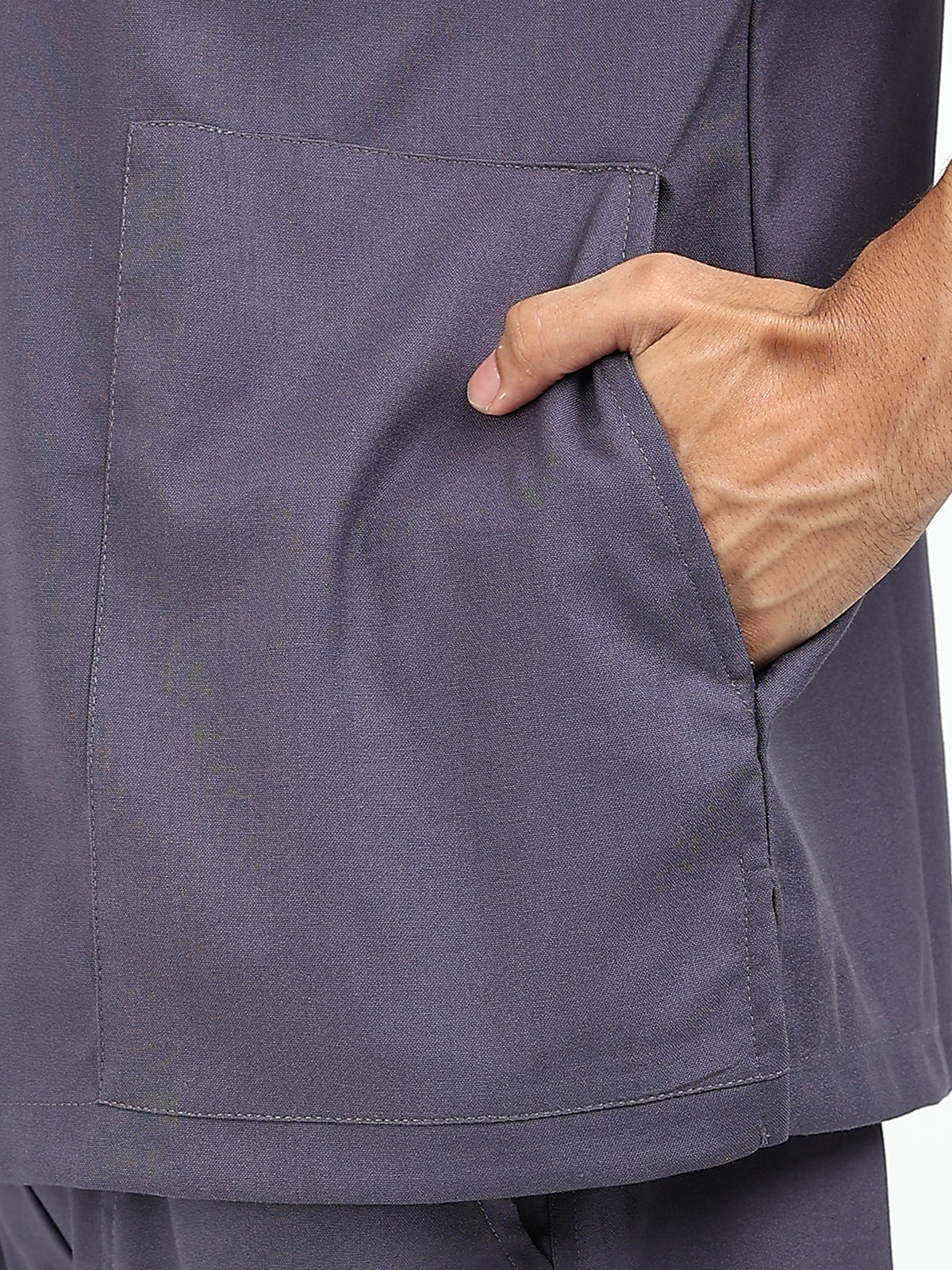 Men’s Heather Grey Medical Scrub Set – V-Neck Top & Straight Pants | Twill Fabric, Antibacterial & Durable – Eco Flex