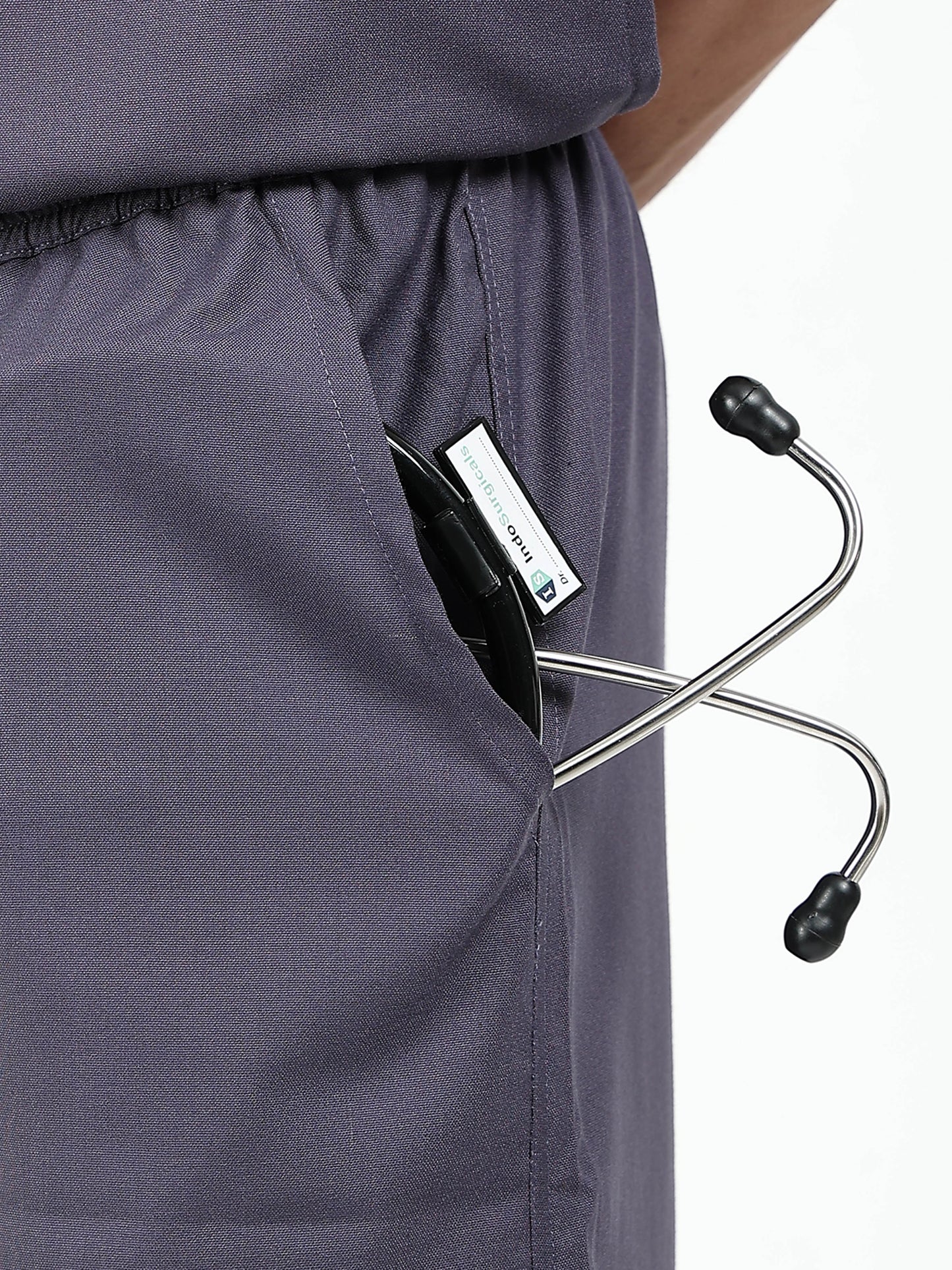 Men’s Heather Grey Medical Scrub Set – V-Neck Top & Straight Pants | Twill Fabric, Antibacterial & Durable – Eco Flex