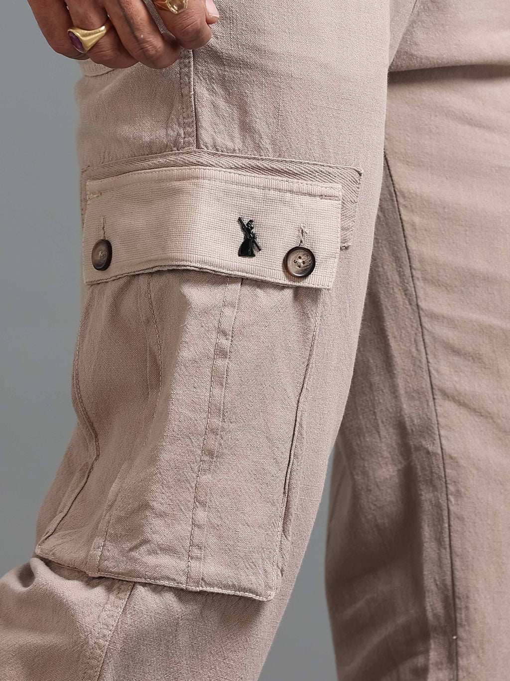 Nomade Utility Linen Cargo In Beige