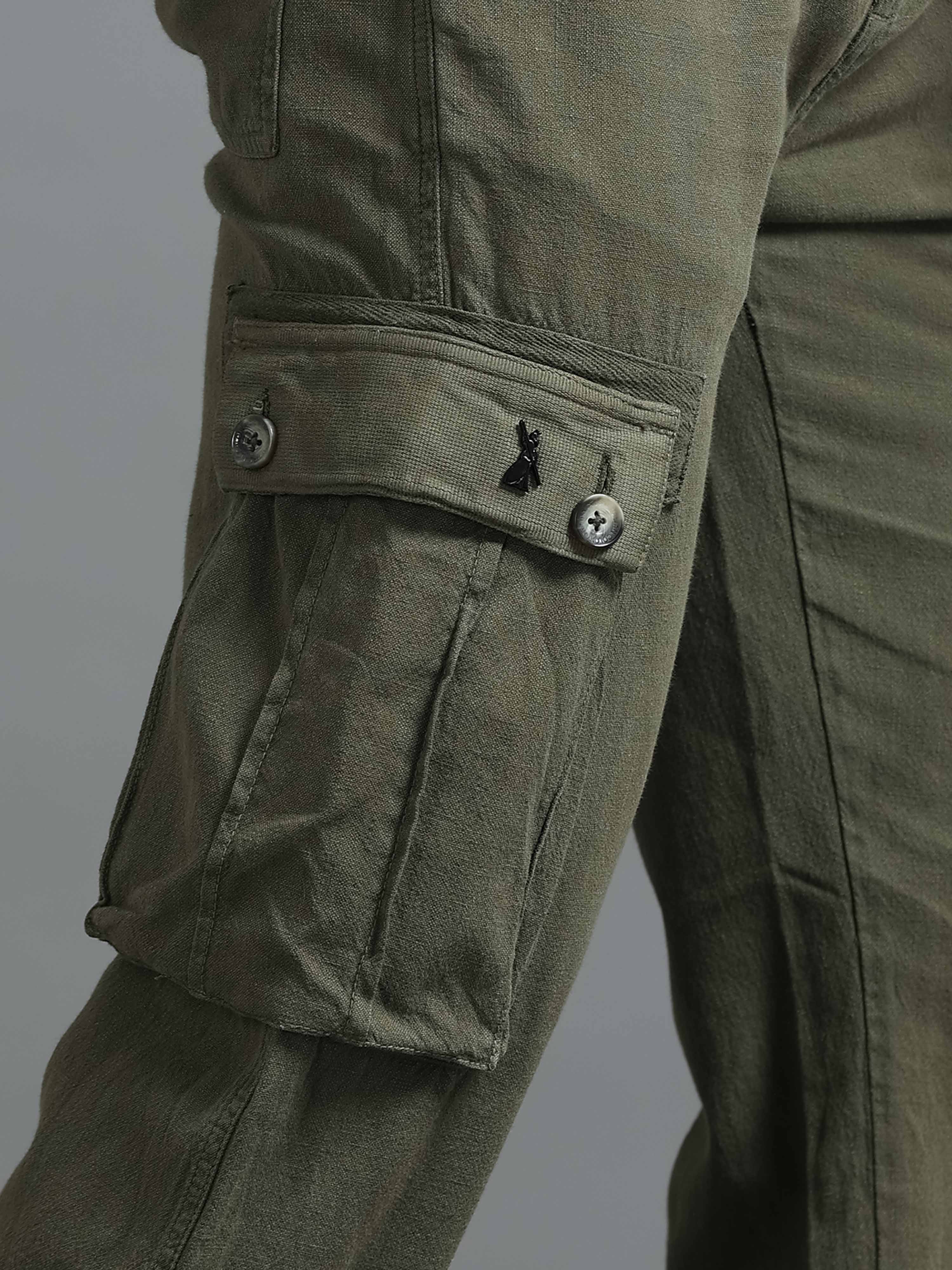 Nomade Utility Linen Cargo In Olive