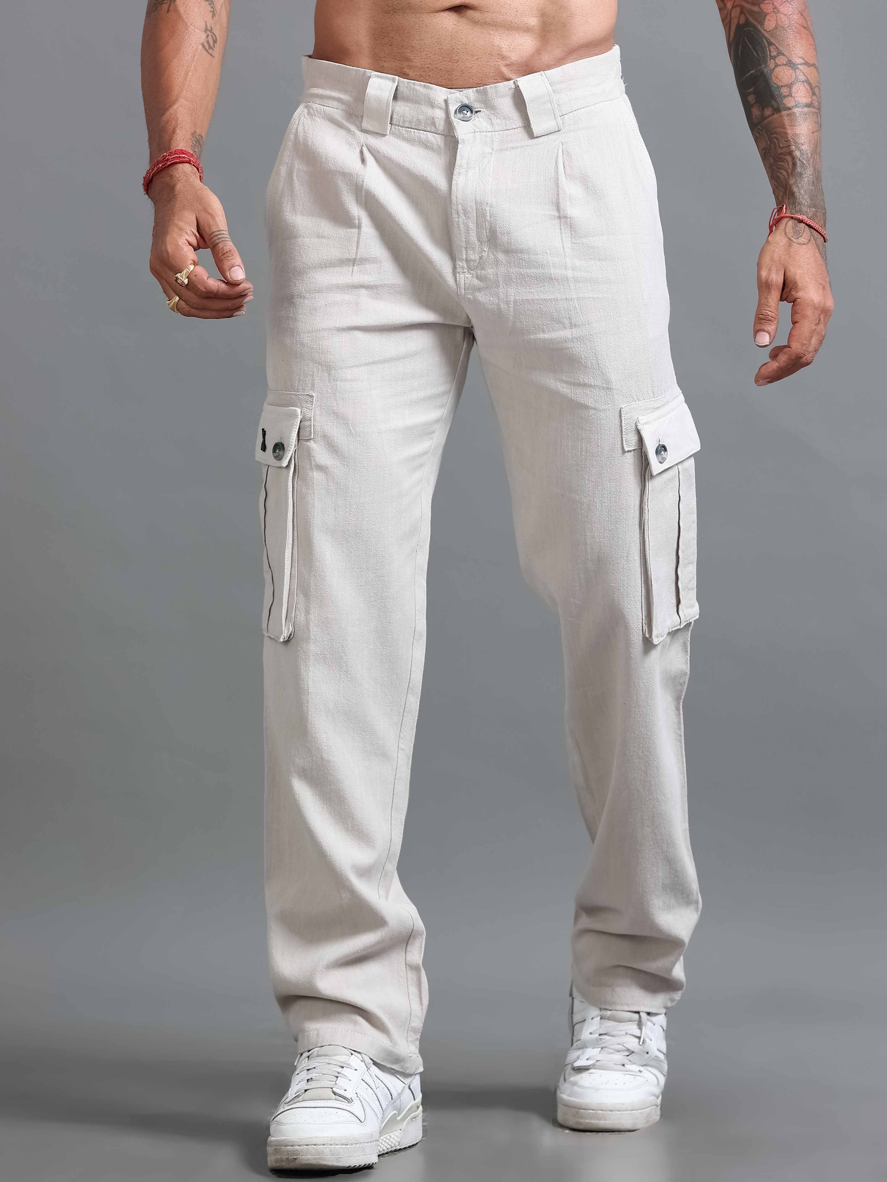Nomade Utility Linen Cargo In Light Grey