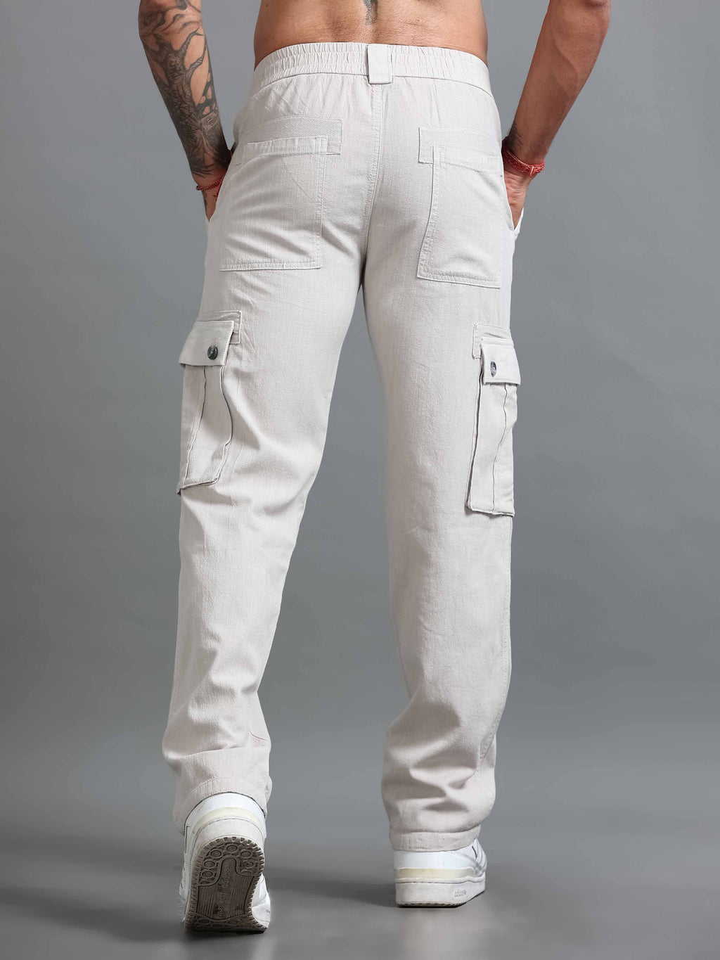Nomade Utility Linen Cargo In Light Grey