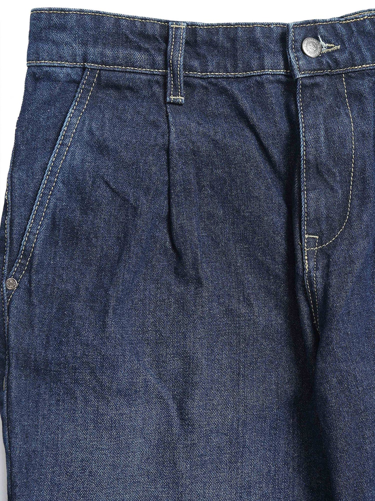 Duca Relaxed Dark Blue Pleated Denim