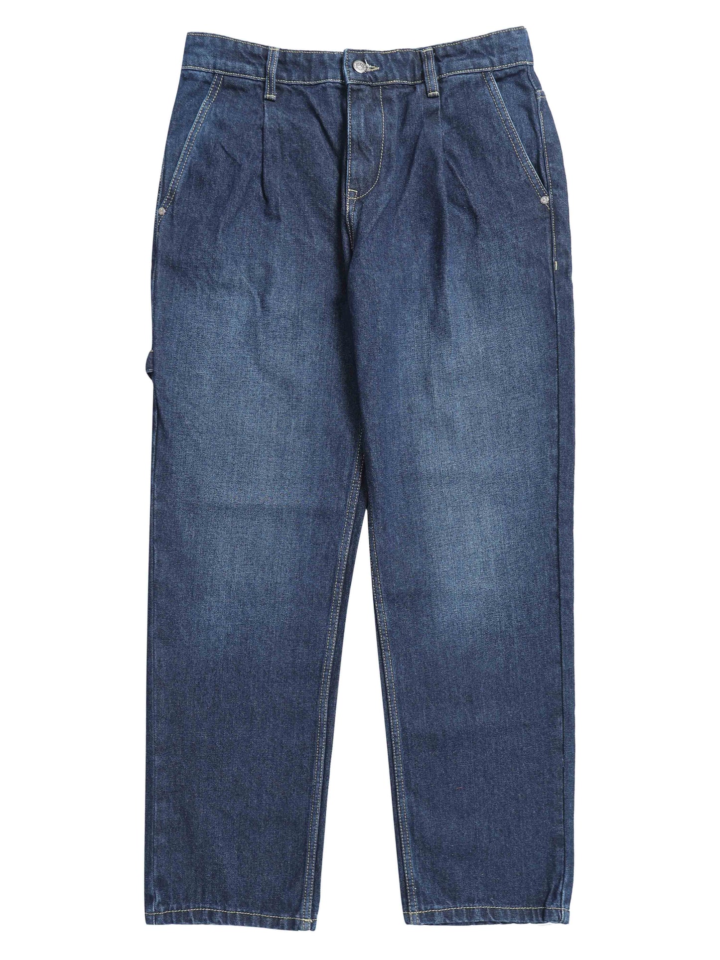 Duca Relaxed Dark Blue Pleated Denim