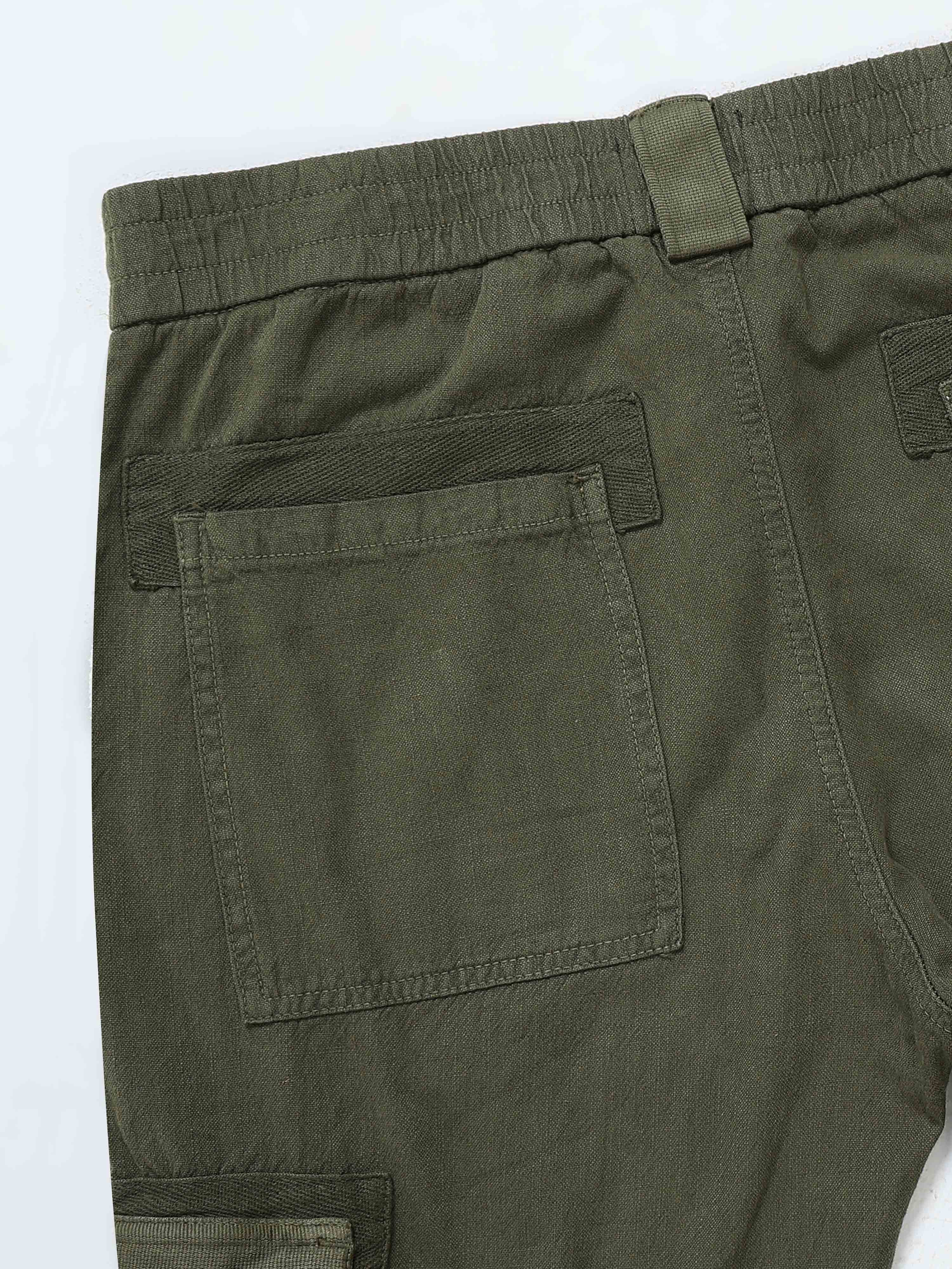 Nomade Utility Linen Cargo In Olive