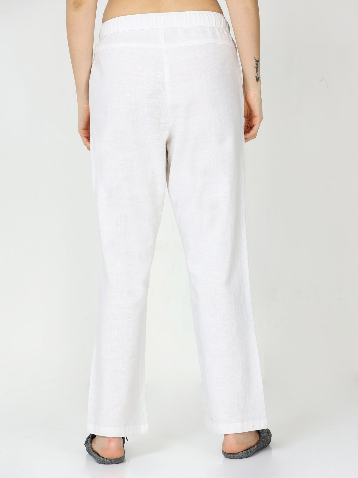 Women Lazy Linen White Pants
