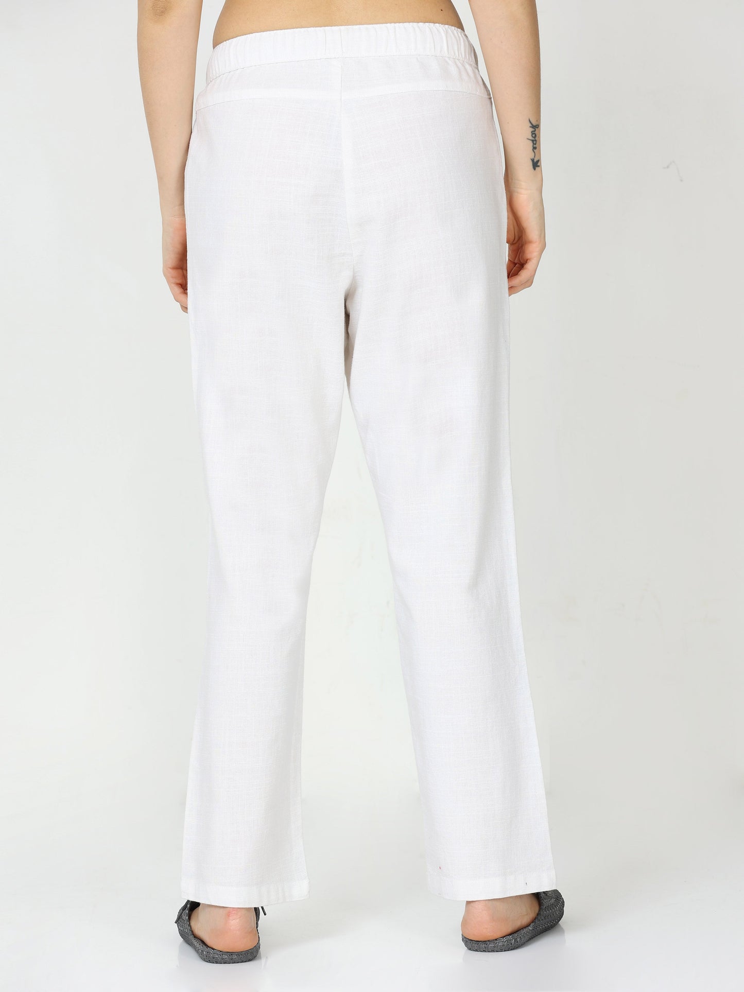 Women Lazy Linen White Pants