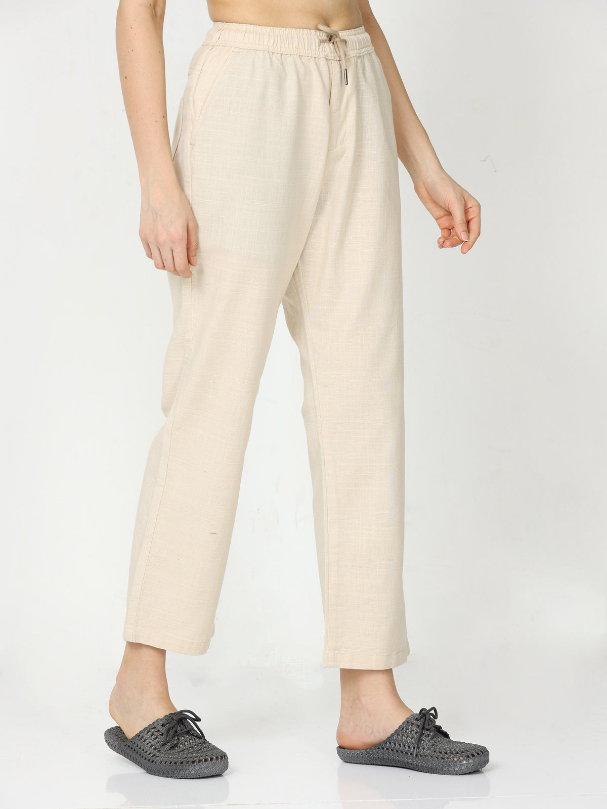 Lazy Linen Beige Pants Womens