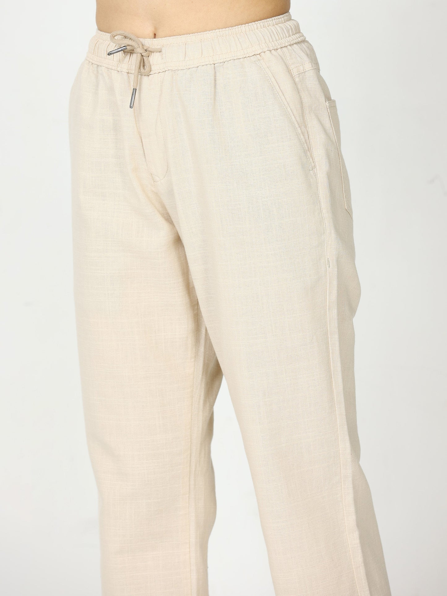 Lazy Linen Beige Pants Womens