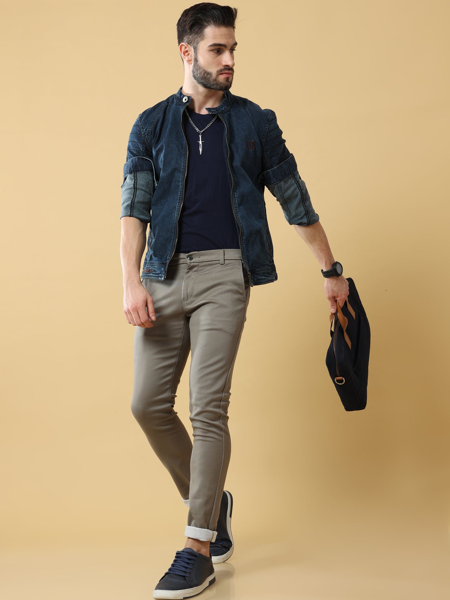 Double Cloth Cotton Sage Green Trouser