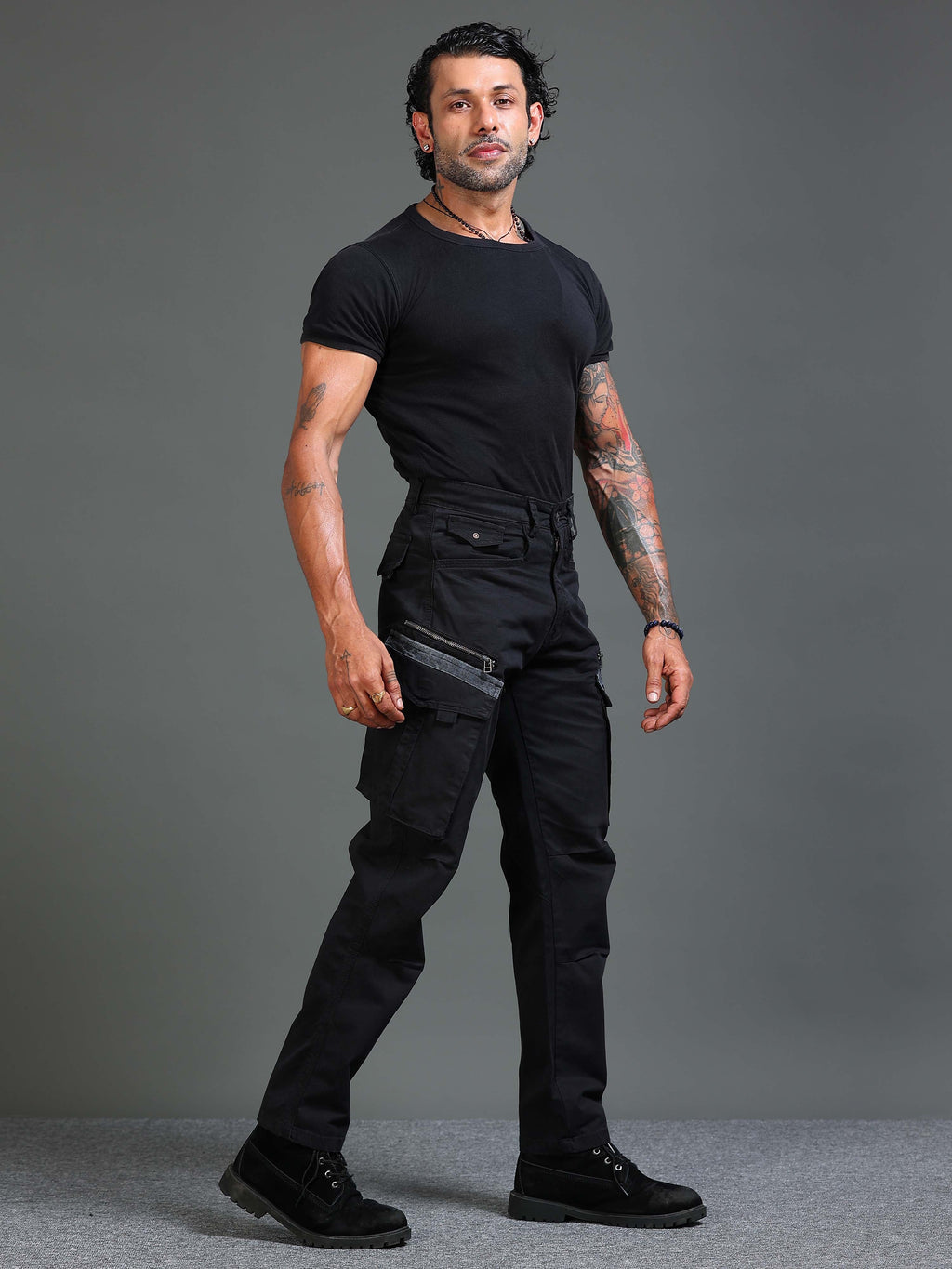 Rugged Zip Cargo Pant in Black (Taped Edition)