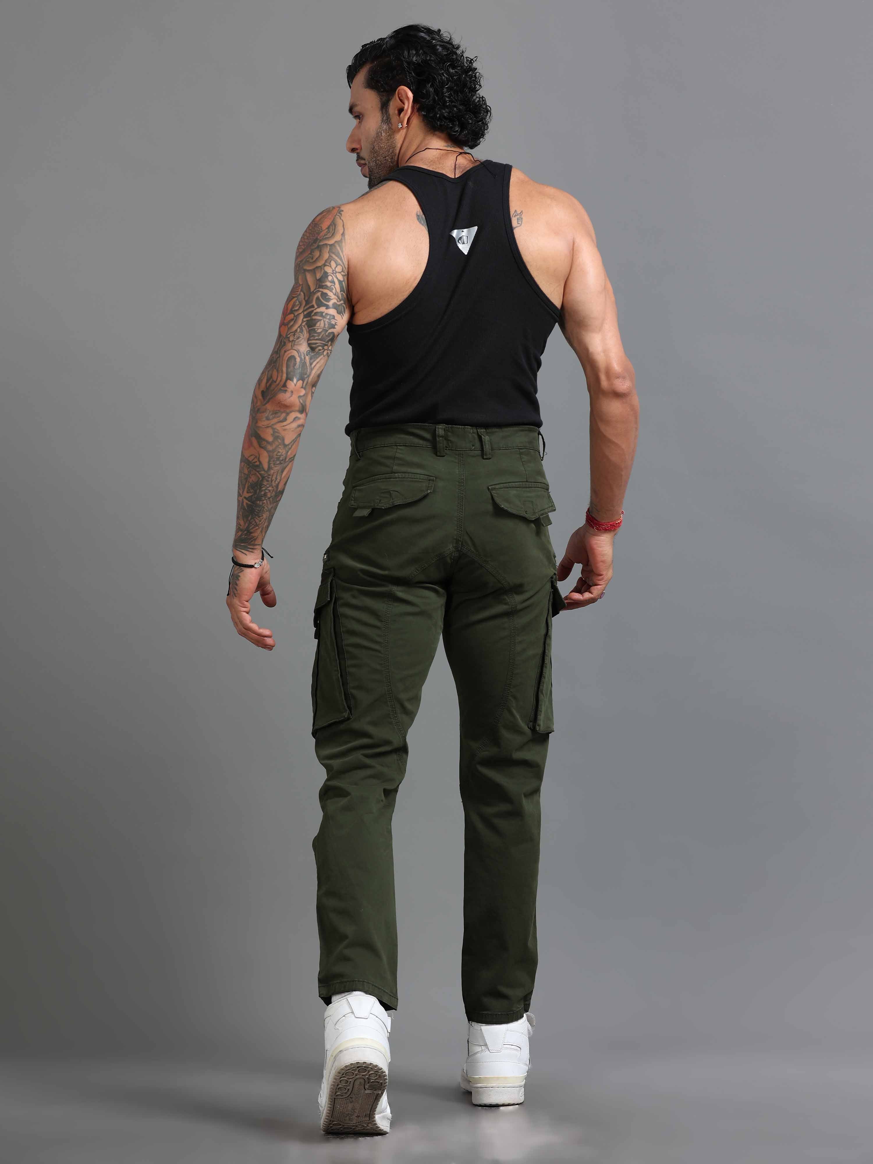 Rugged Zip Cargo Pants In Olive