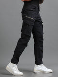 Rugged Zip Cargo Pants In Black