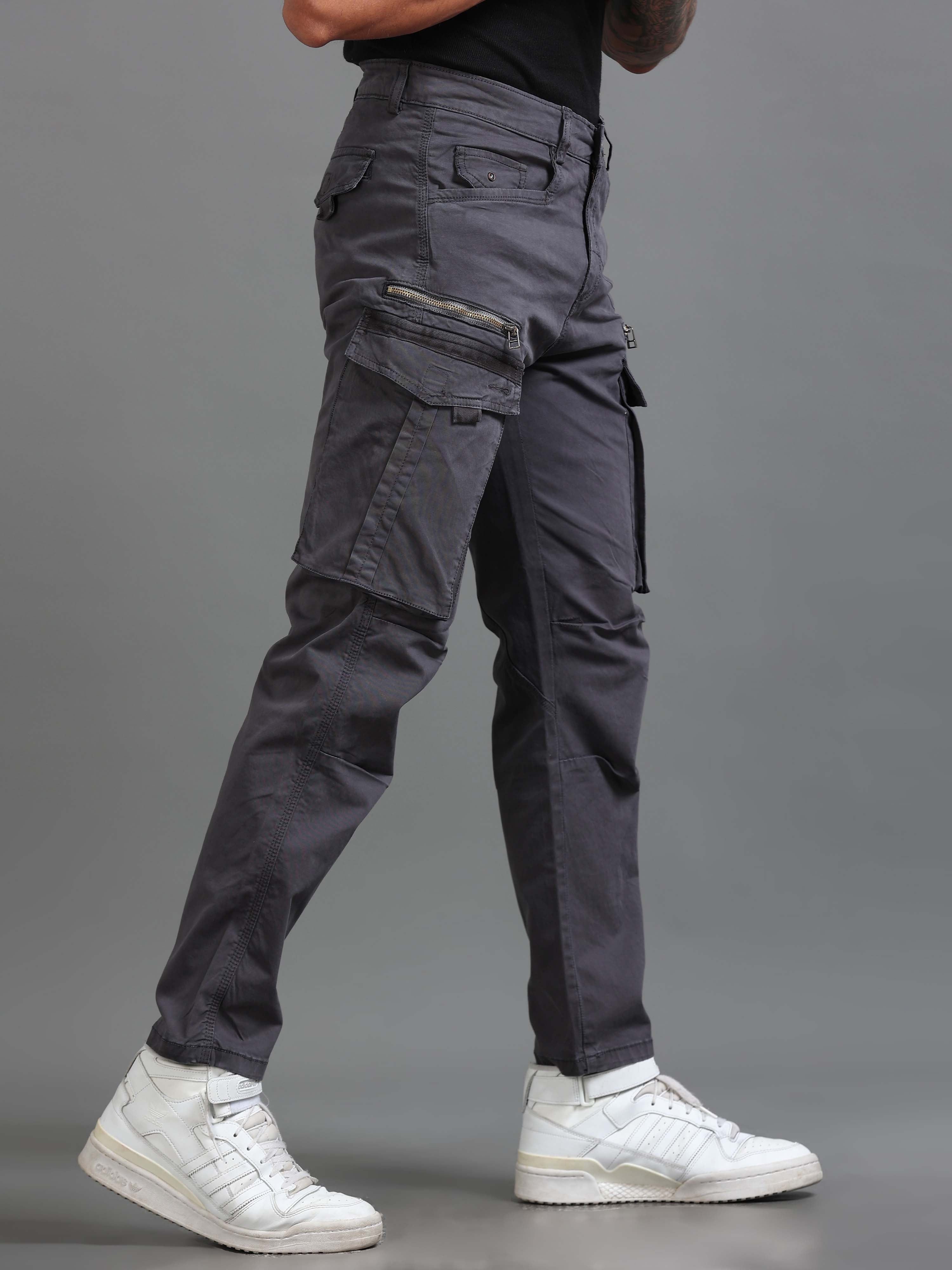 Rugged Zip Cargo Pants In Ash Blue