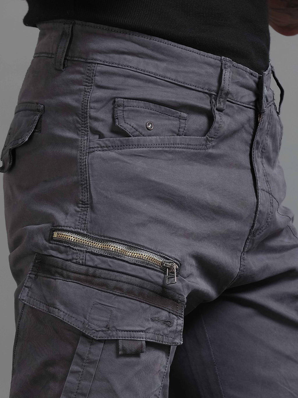 Rugged Zip Cargo Pants In Ash Blue