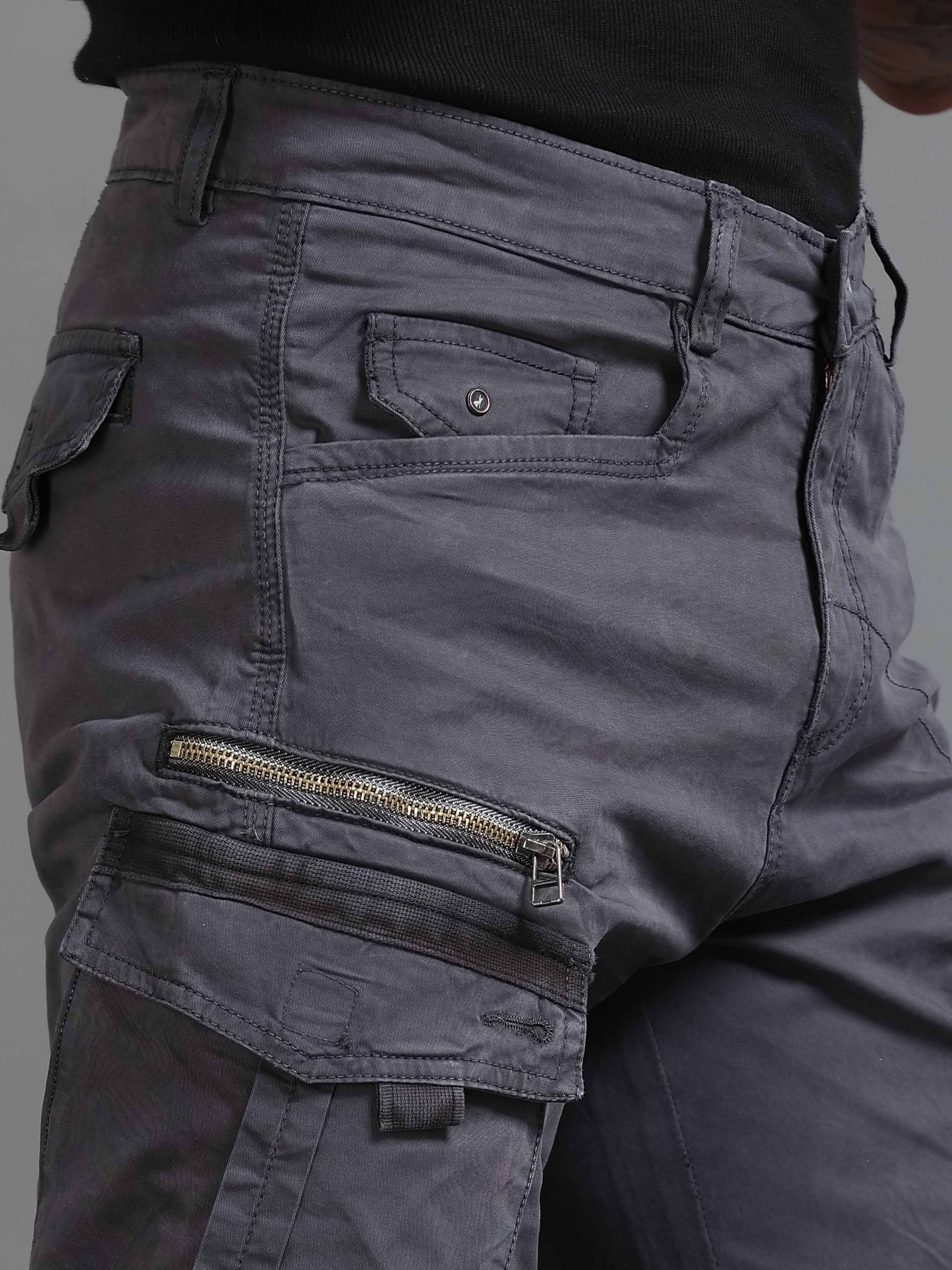 Rugged Zip Cargo Pants In Ash Blue