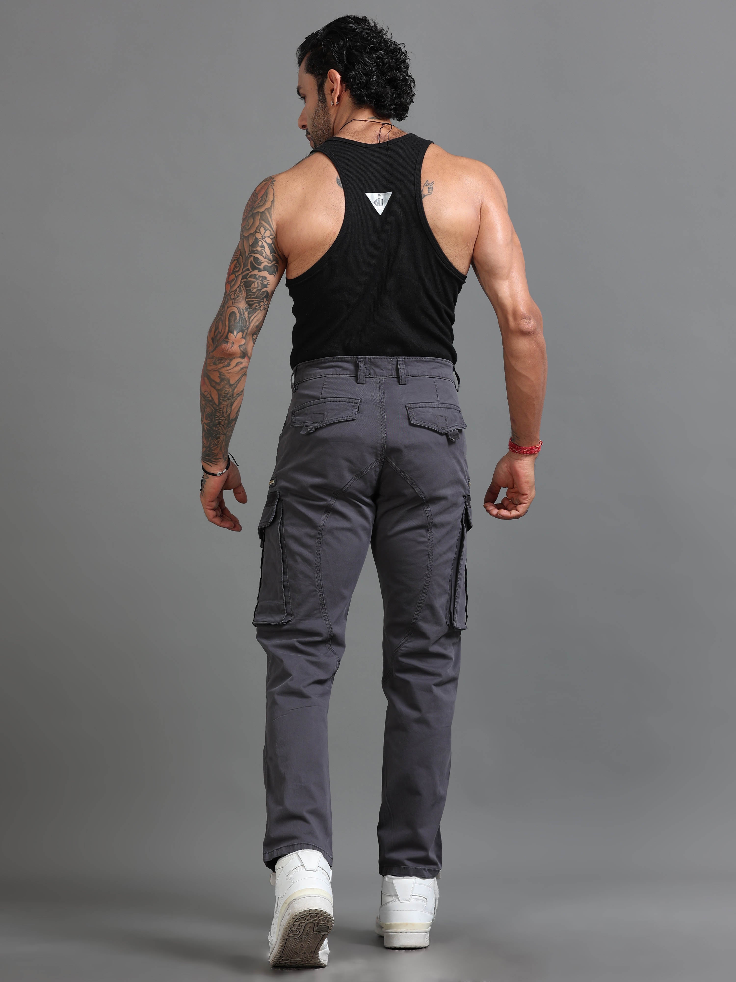 Rugged Zip Cargo Pants In Ash Blue
