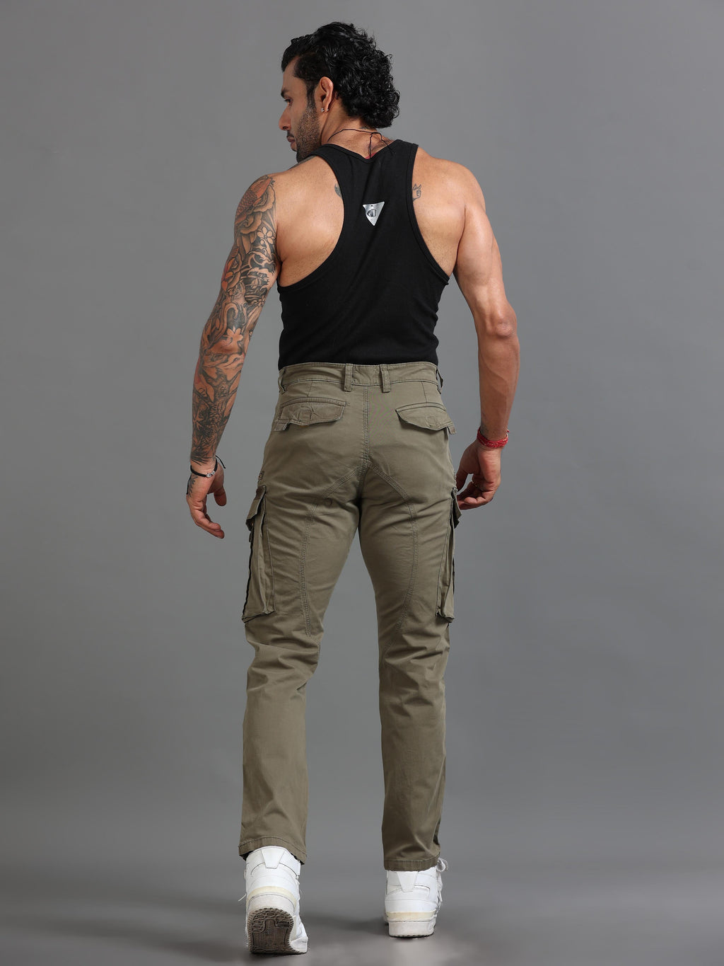 Rugged Zip Cargo Pants In Sand Beige