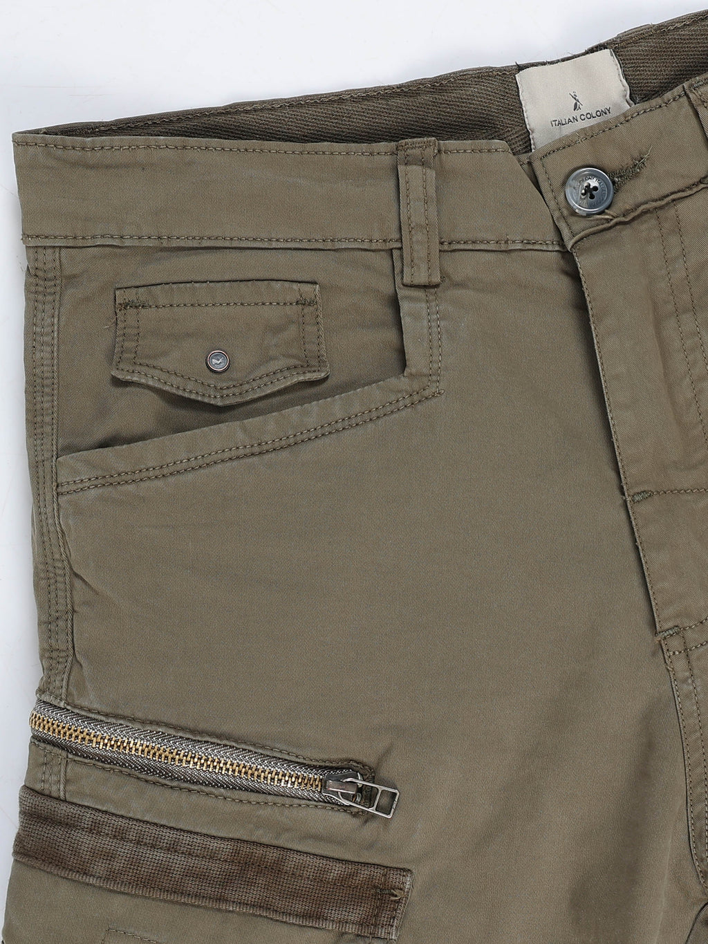 Rugged Zip Cargo Pants In Sand Beige