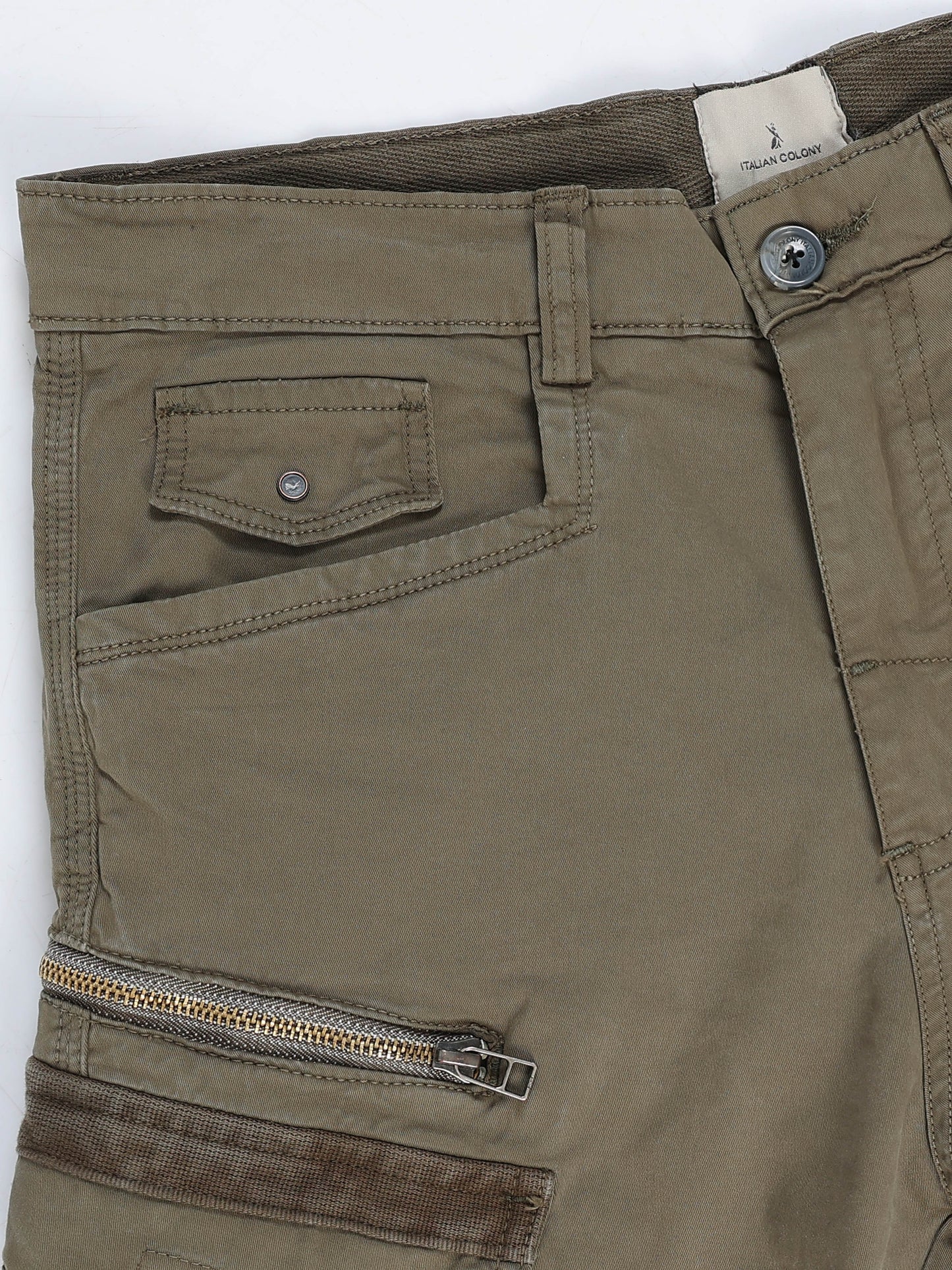 Rugged Zip Cargo Pants In Sand Beige