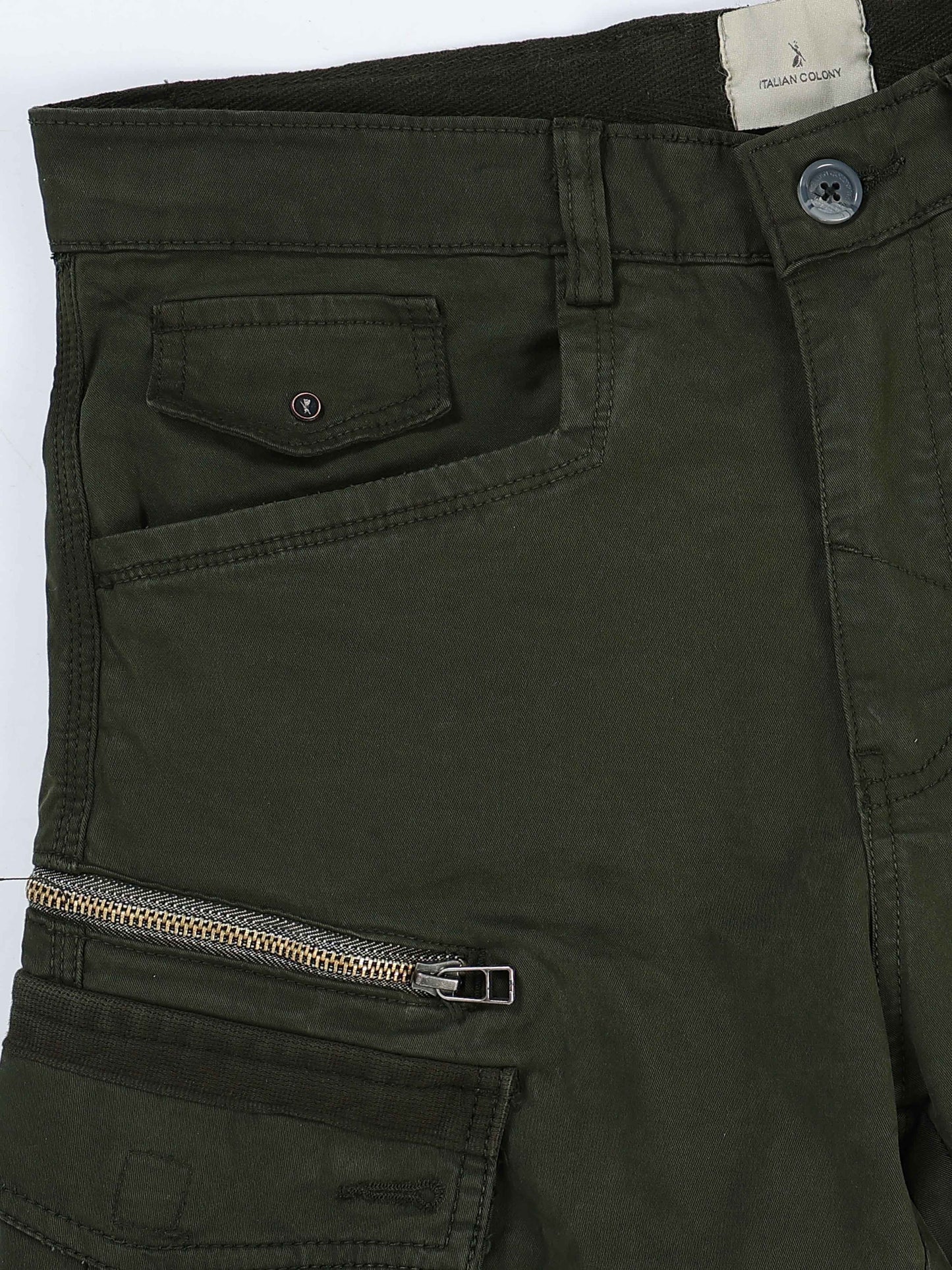 Rugged Zip Cargo Pants In Olive