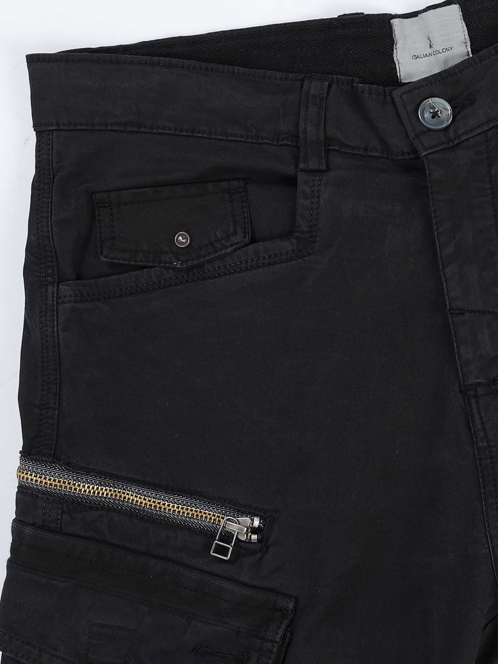 Rugged Zip Cargo Pants In Black