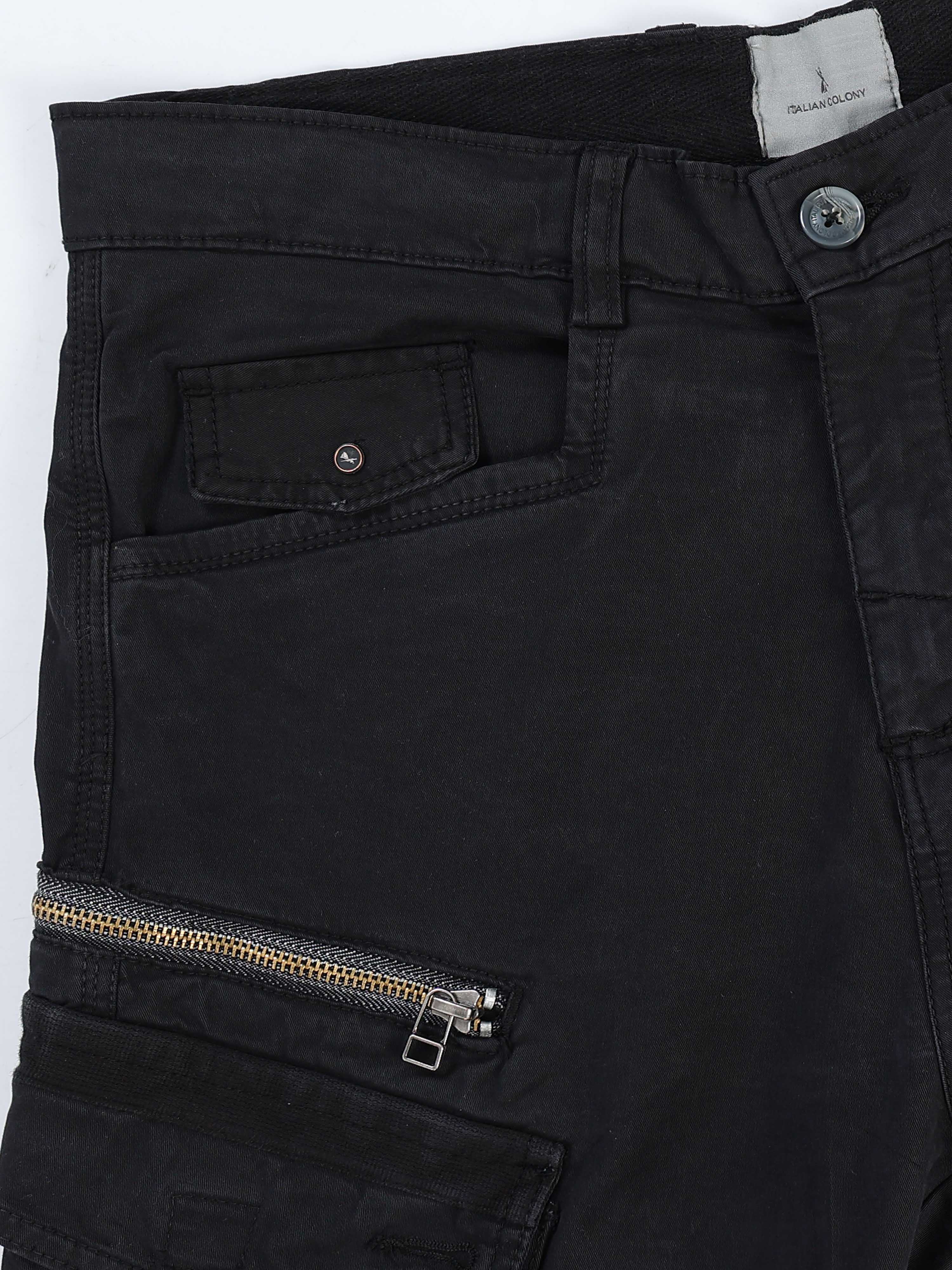 Rugged Zip Cargo Pants In Black