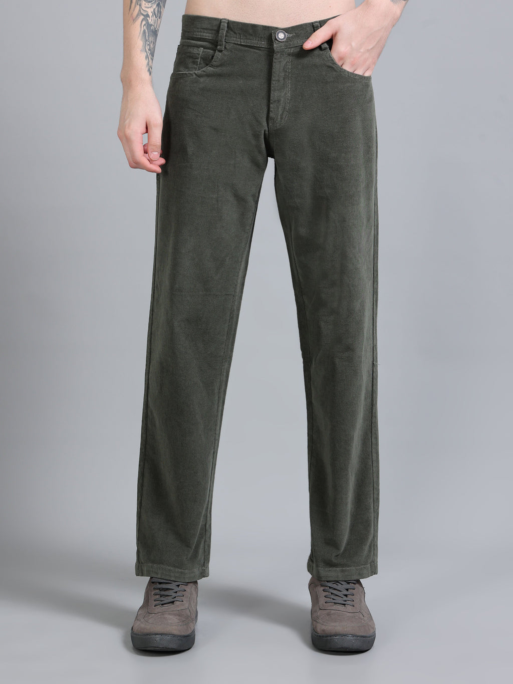 Mens Corduroy Trousers Olive