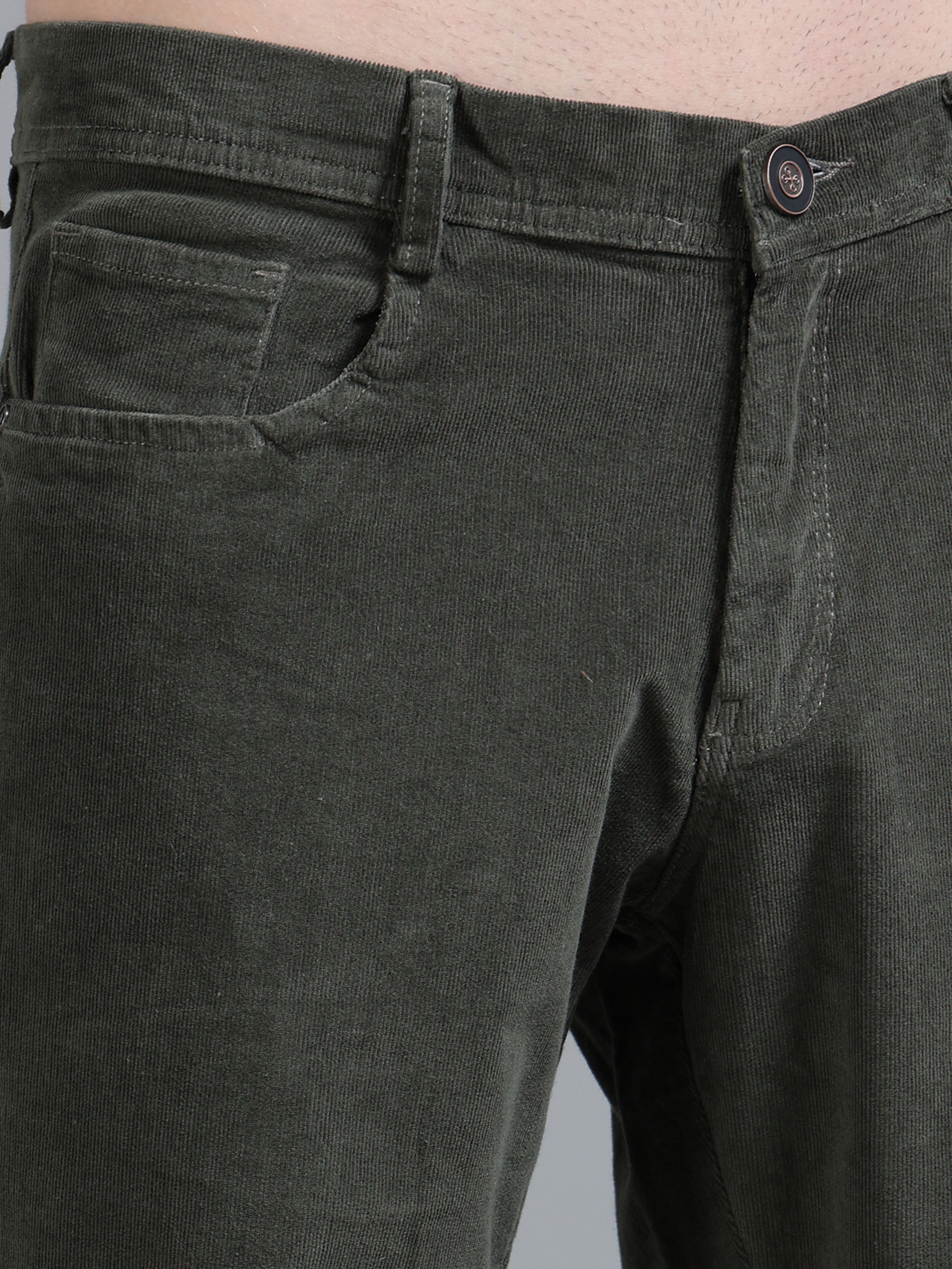 Mens Corduroy Trousers Olive