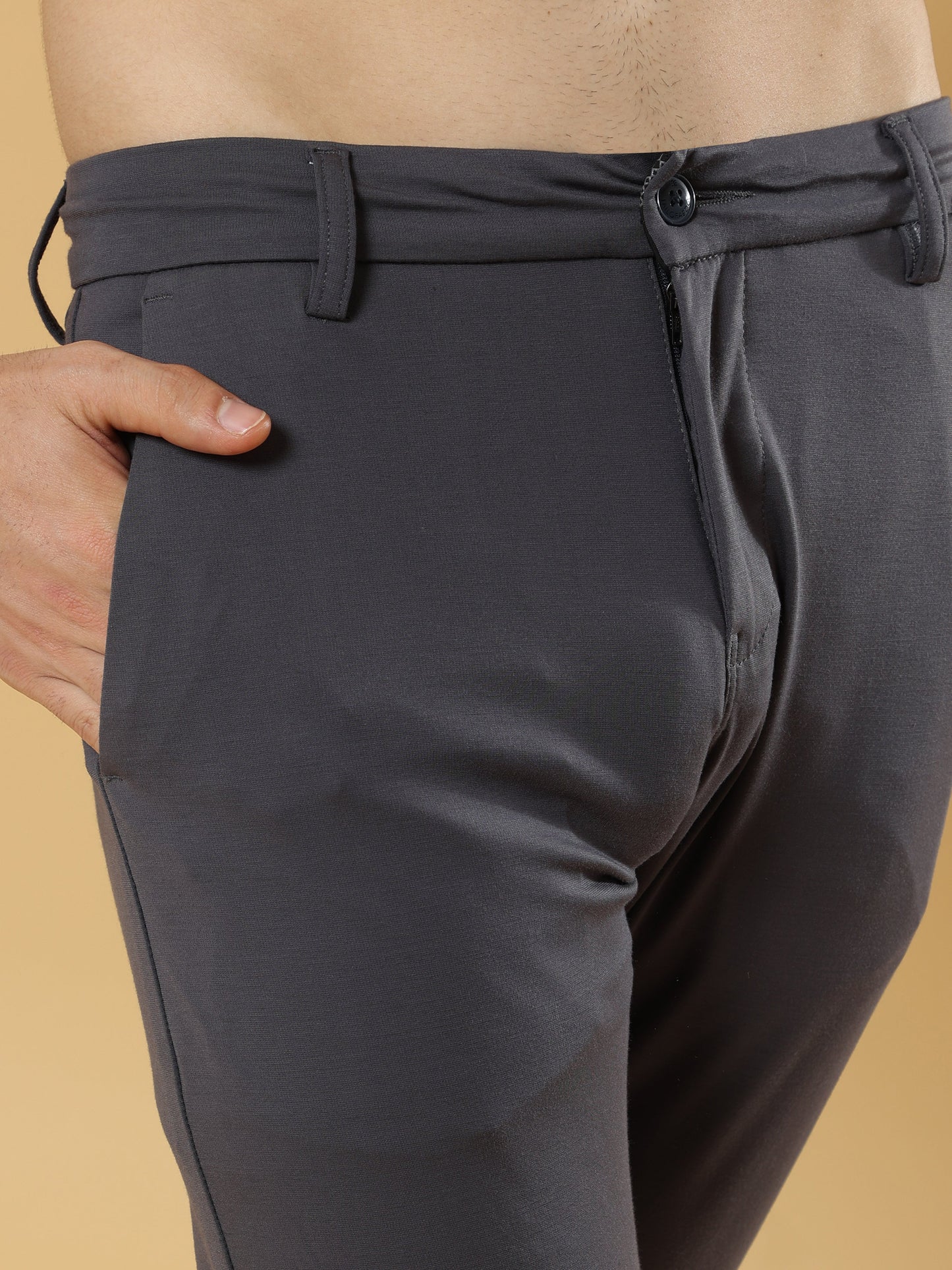 Tencel Stretchable Dark Grey Trousers