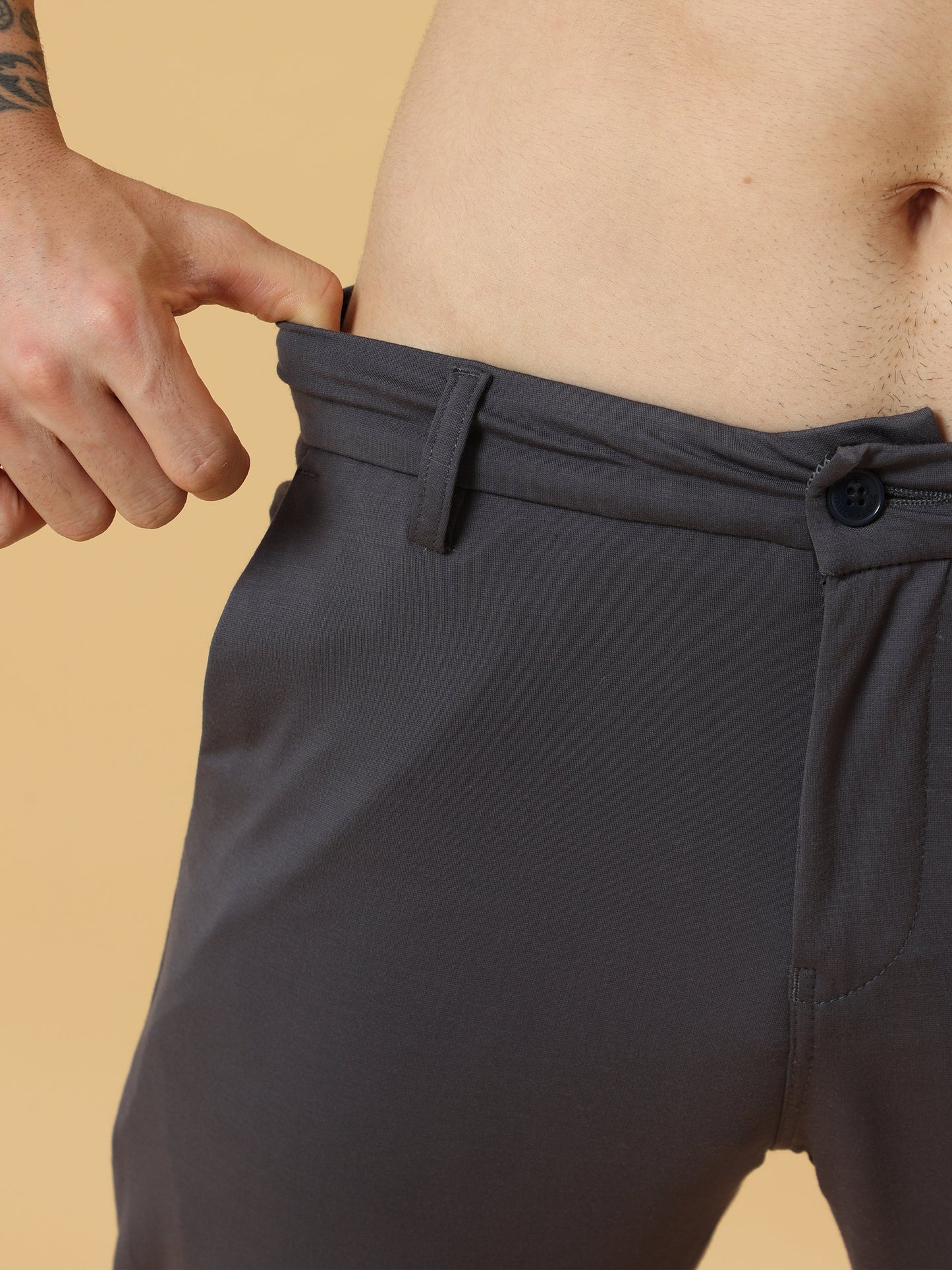 Tencel Stretchable Dark Grey Trousers