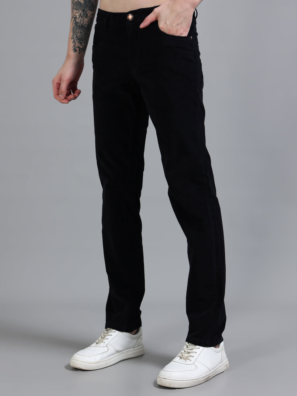 Mens Black Corduroy Trousers