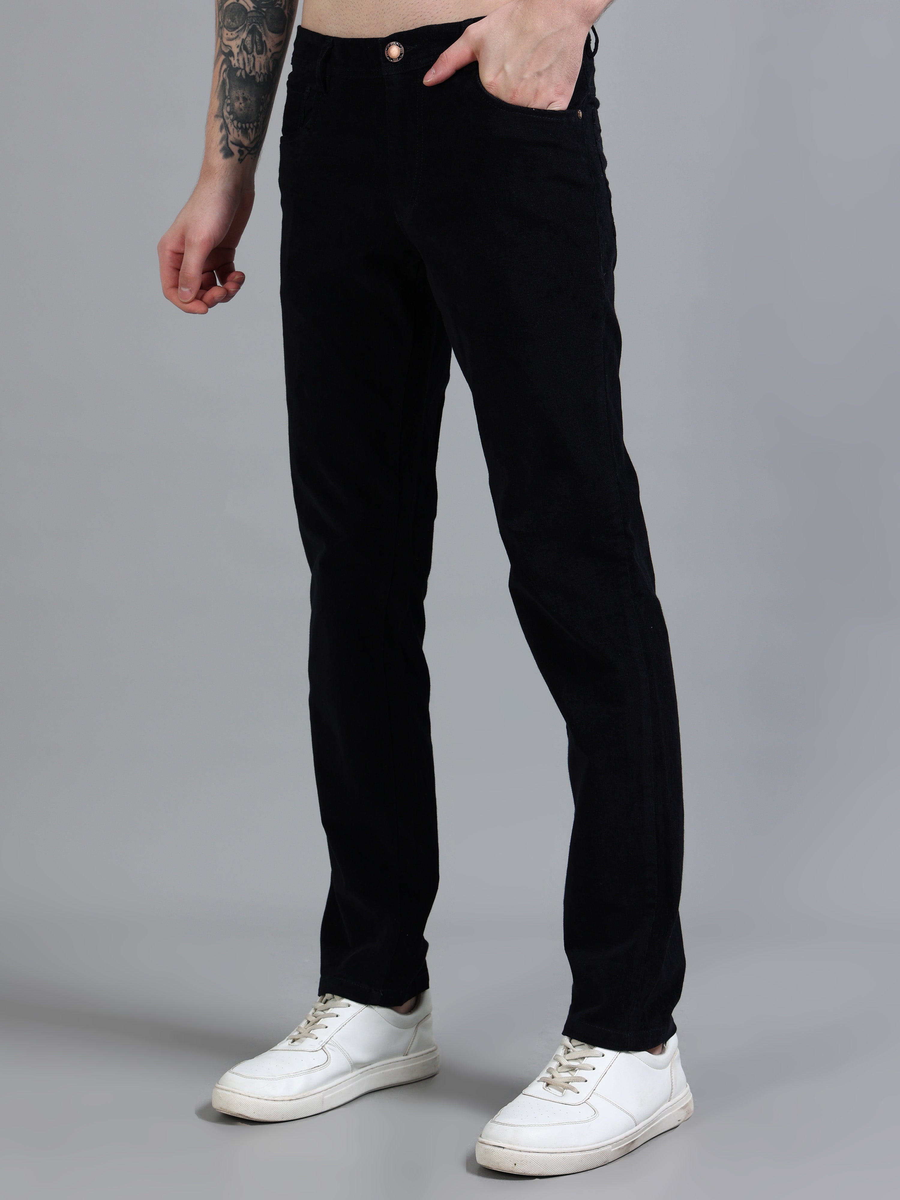 Mens Black Corduroy Trousers