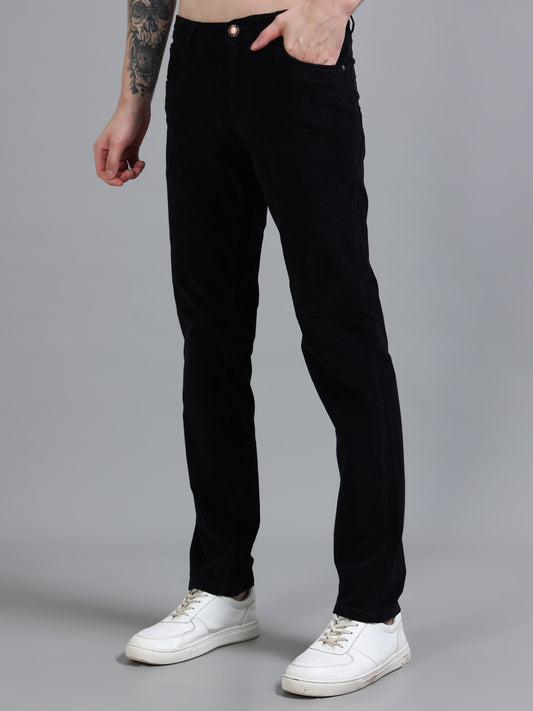 Men Corduroy Trousers-Black