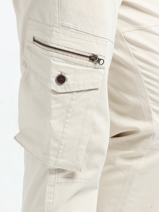 Men Zipper Cargo-Cream