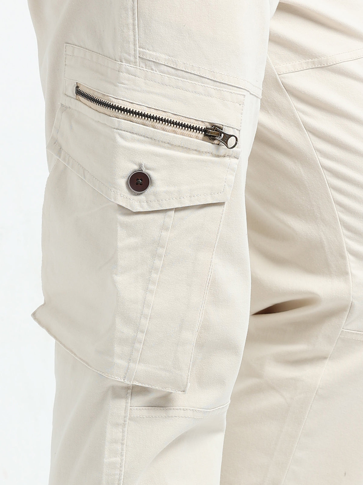Men Zipper Cargo-Cream