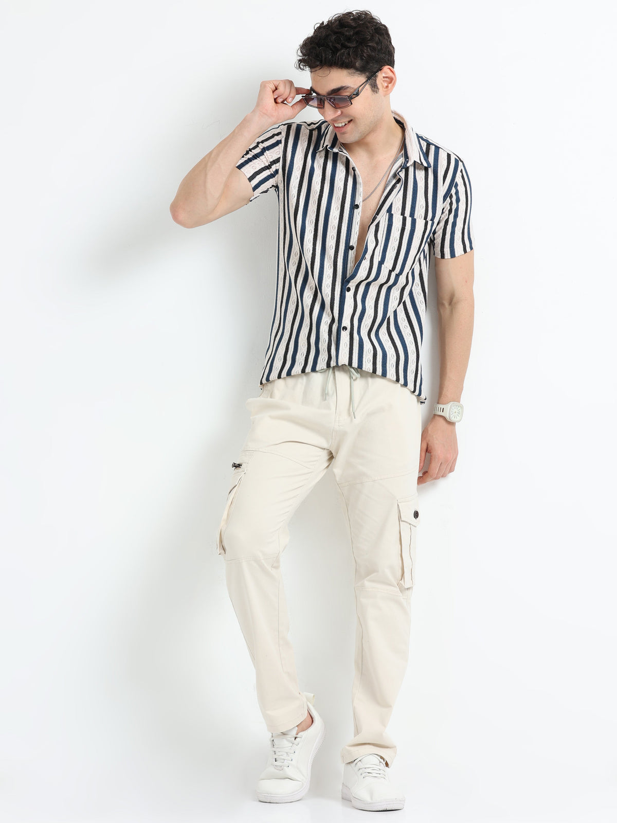 Men Zipper Cargo-Cream