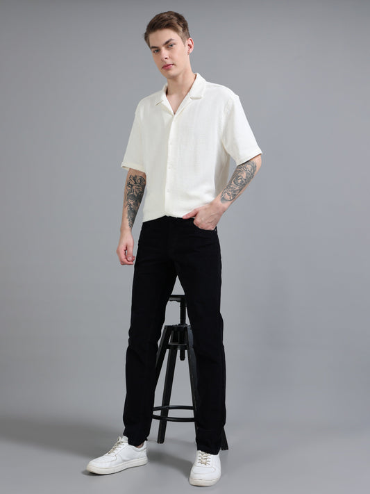 Men Corduroy Trousers-Black