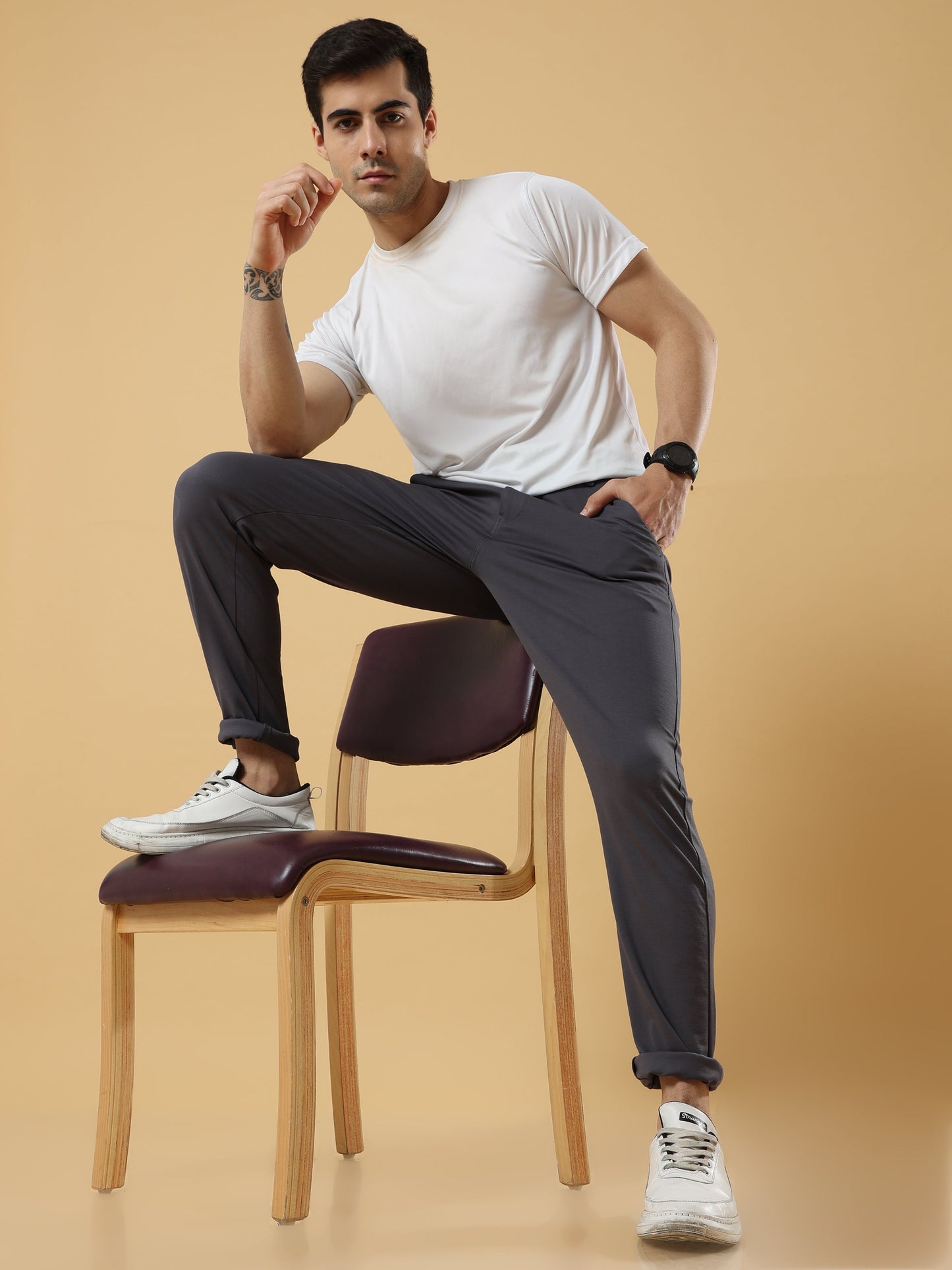 Tencel Stretchable Dark Grey Trousers