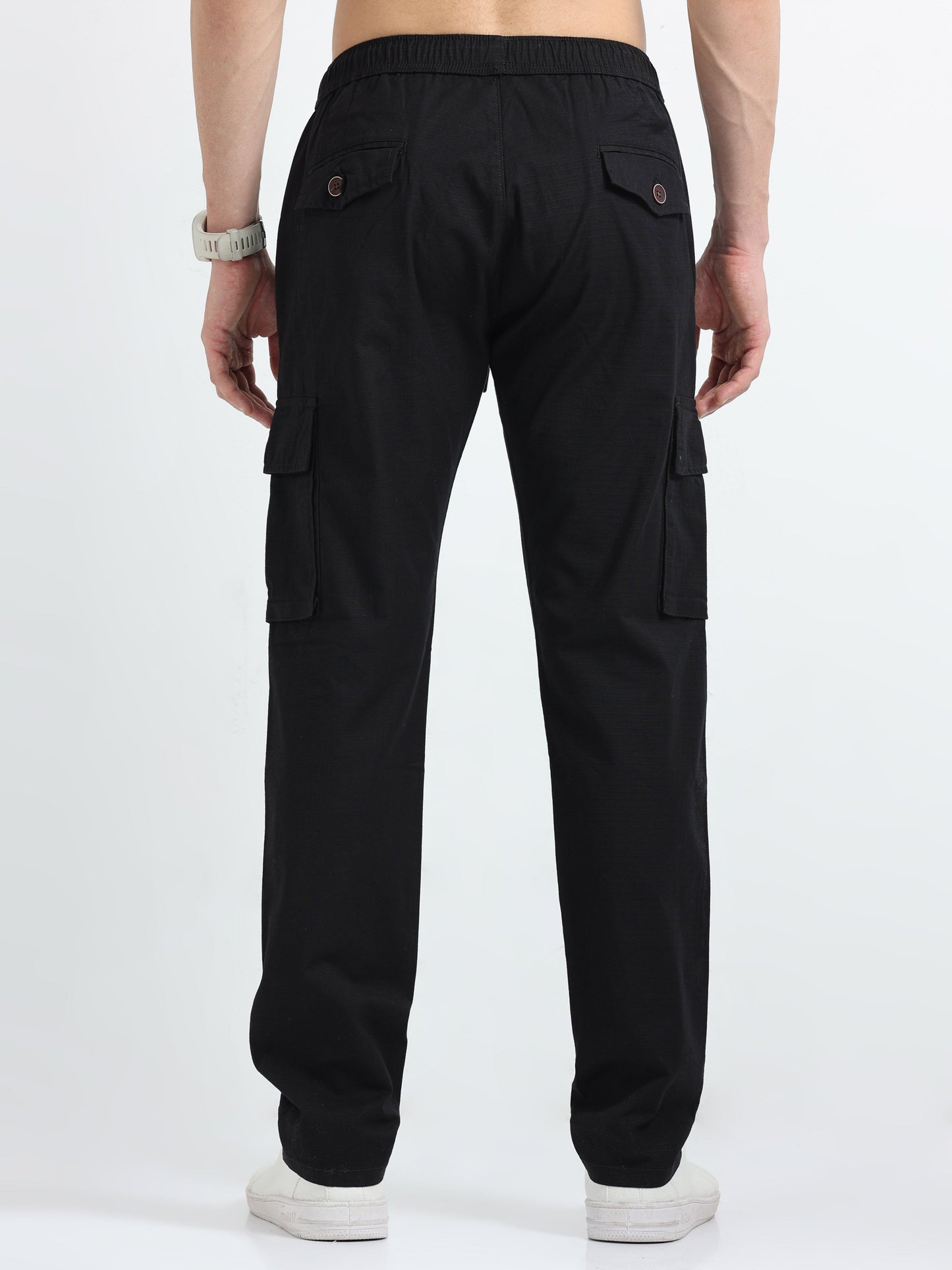 Men Self Design Breeze Cargoes-Black
