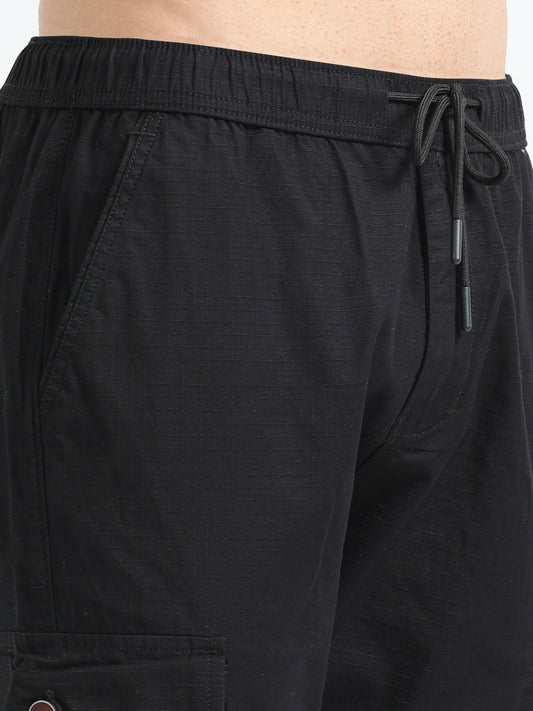 Men Self Design Breeze Cargoes-Black