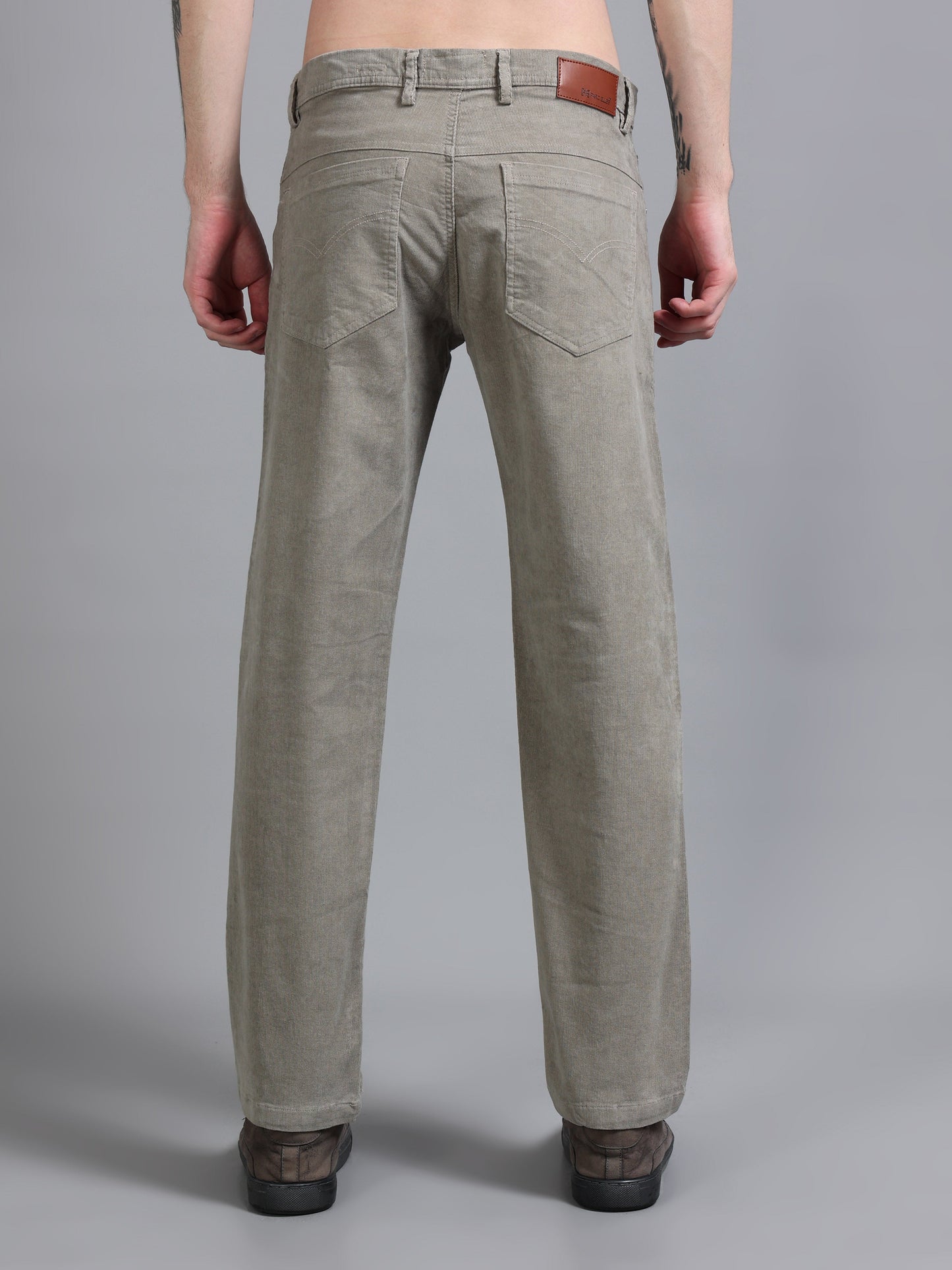 Men Corduroy Trousers-Light Grey
