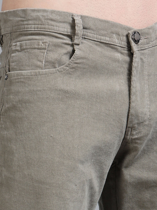 Men Corduroy Trousers-Light Grey