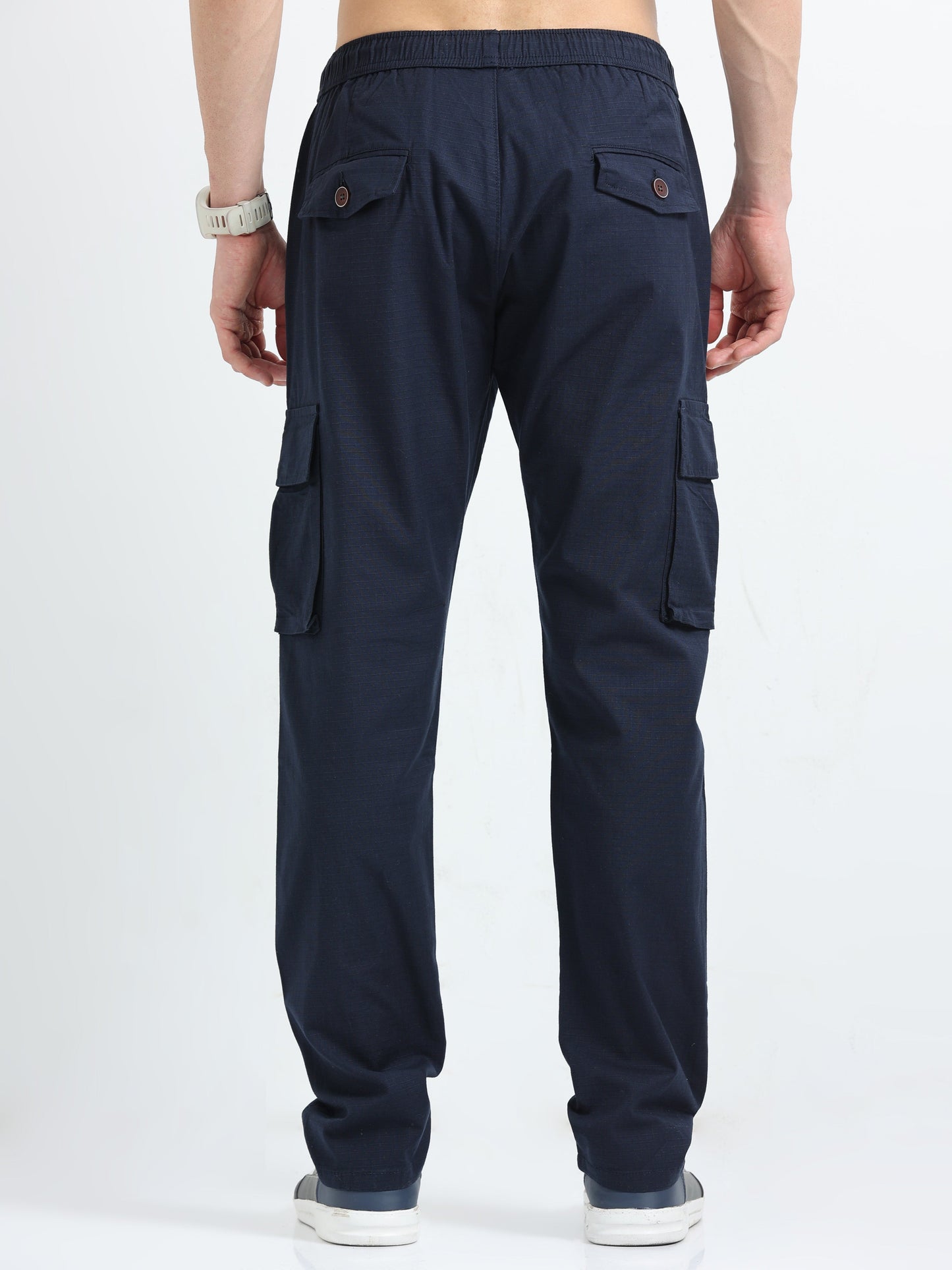Men Self Design Breeze Cargoes-Navy