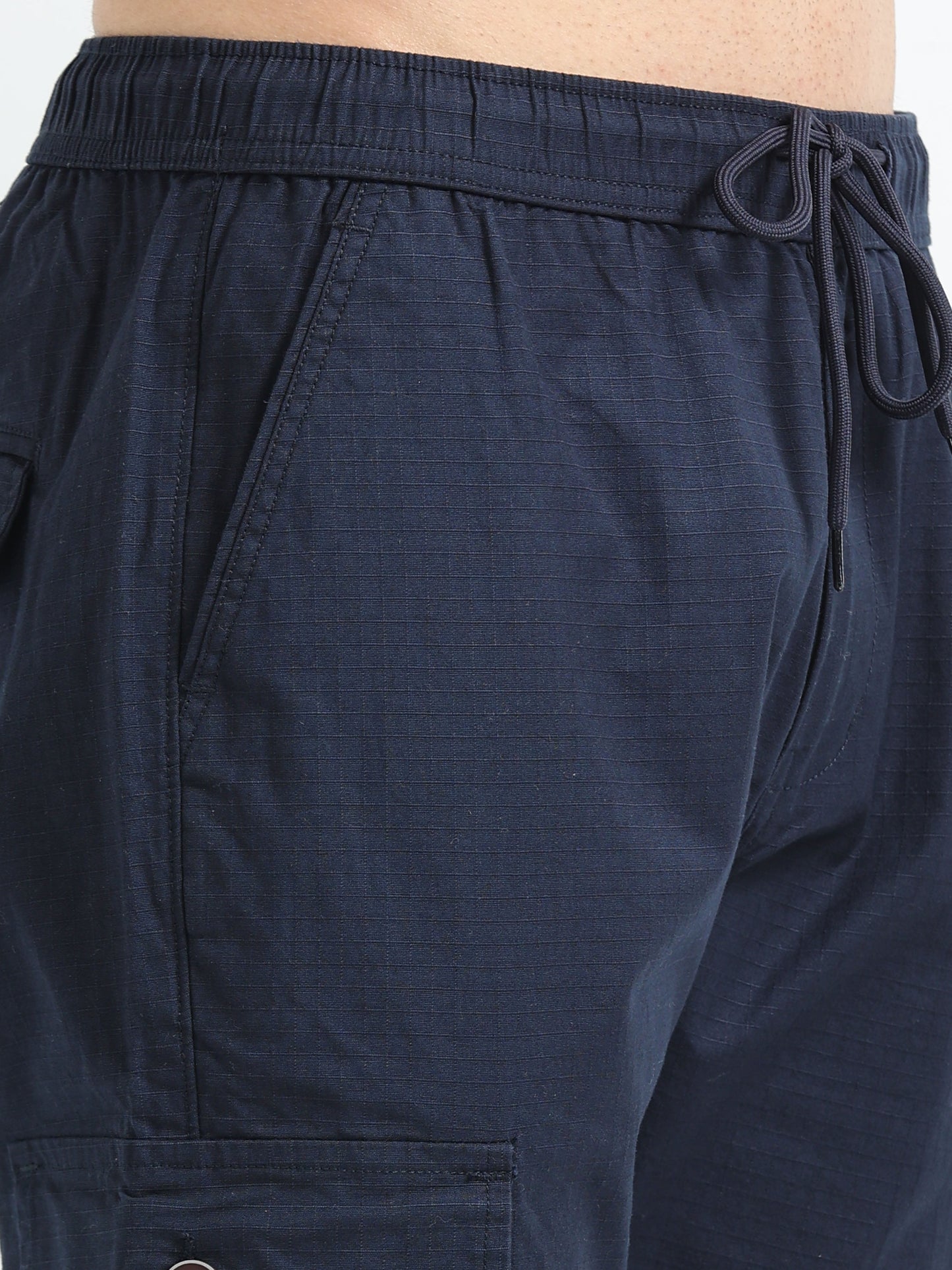 Men Self Design Breeze Cargoes-Navy