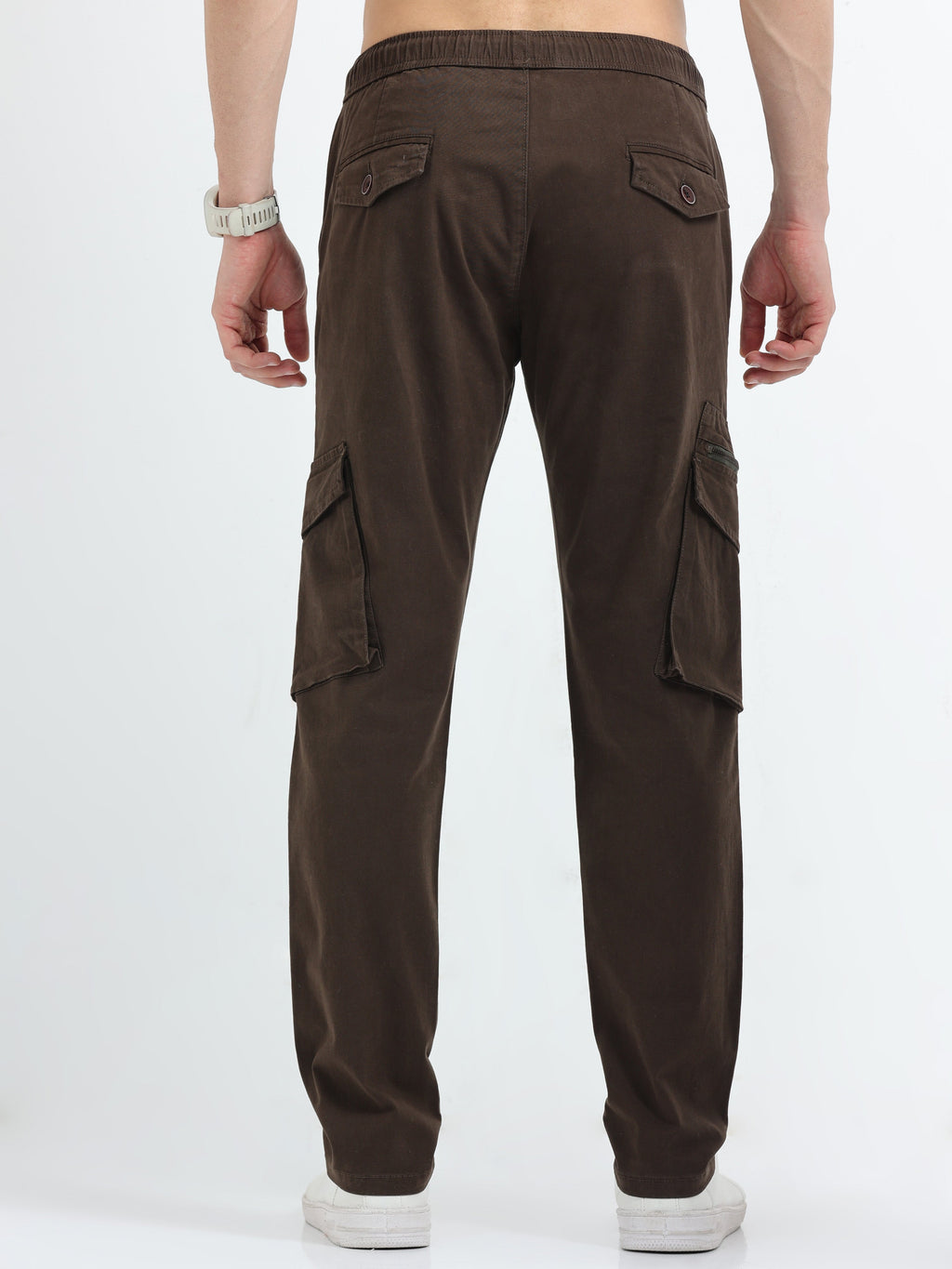 Men Zipper Cargo-Brown