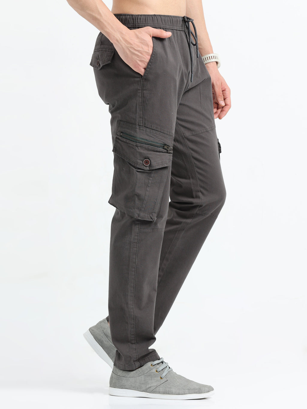Men Zipper Cargo-Grey